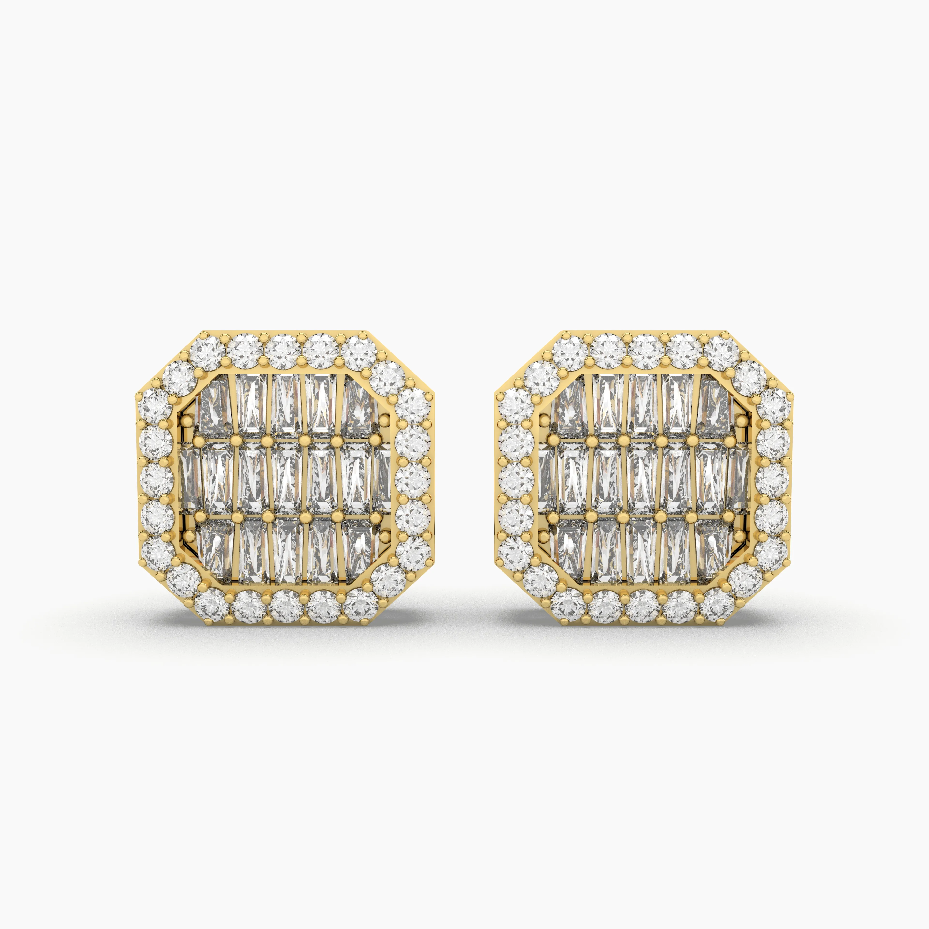 Natural Diamond Stud Earrings For Unisex