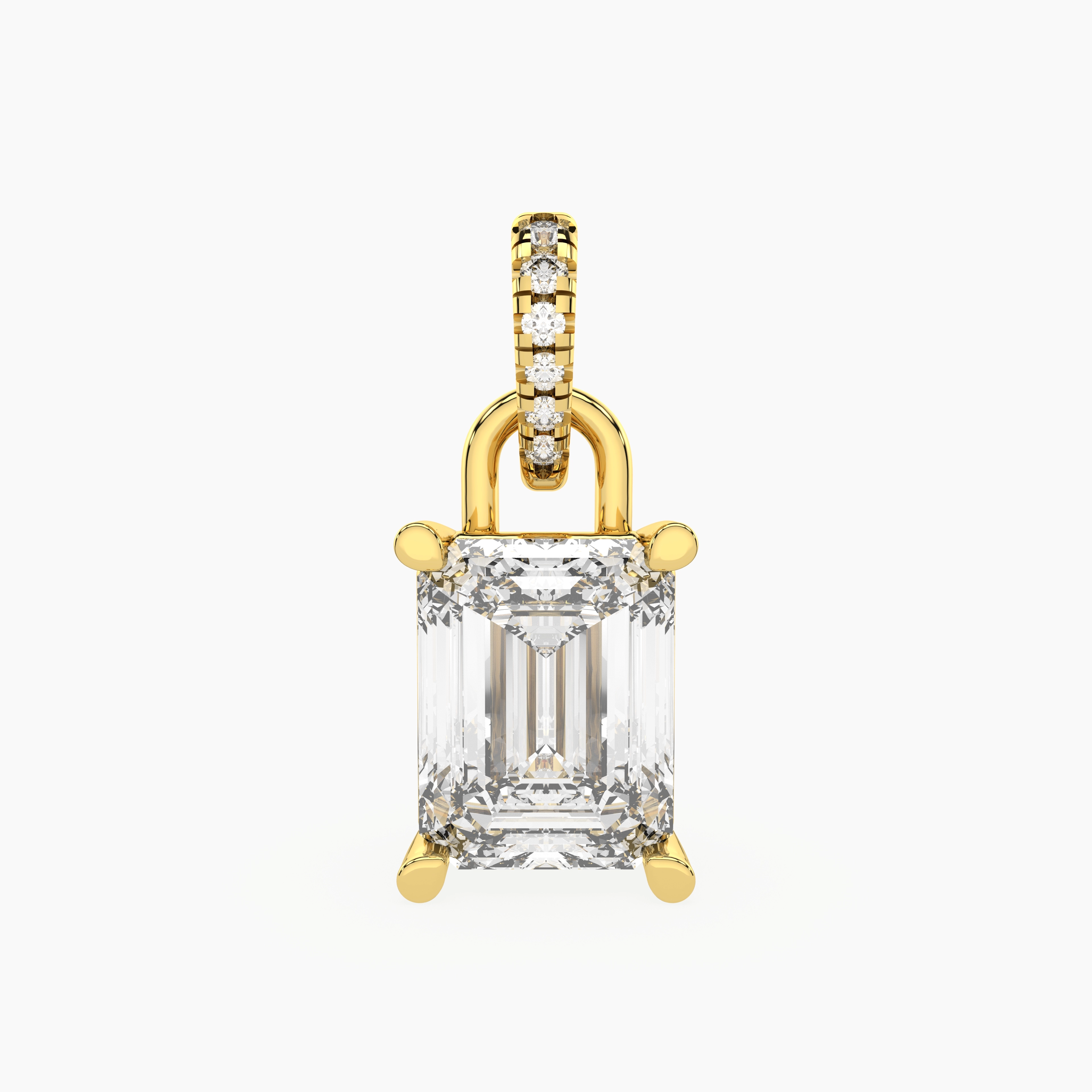 Elegant Padlock Style Emerald Shape Lab Grown Diamond Pendant
