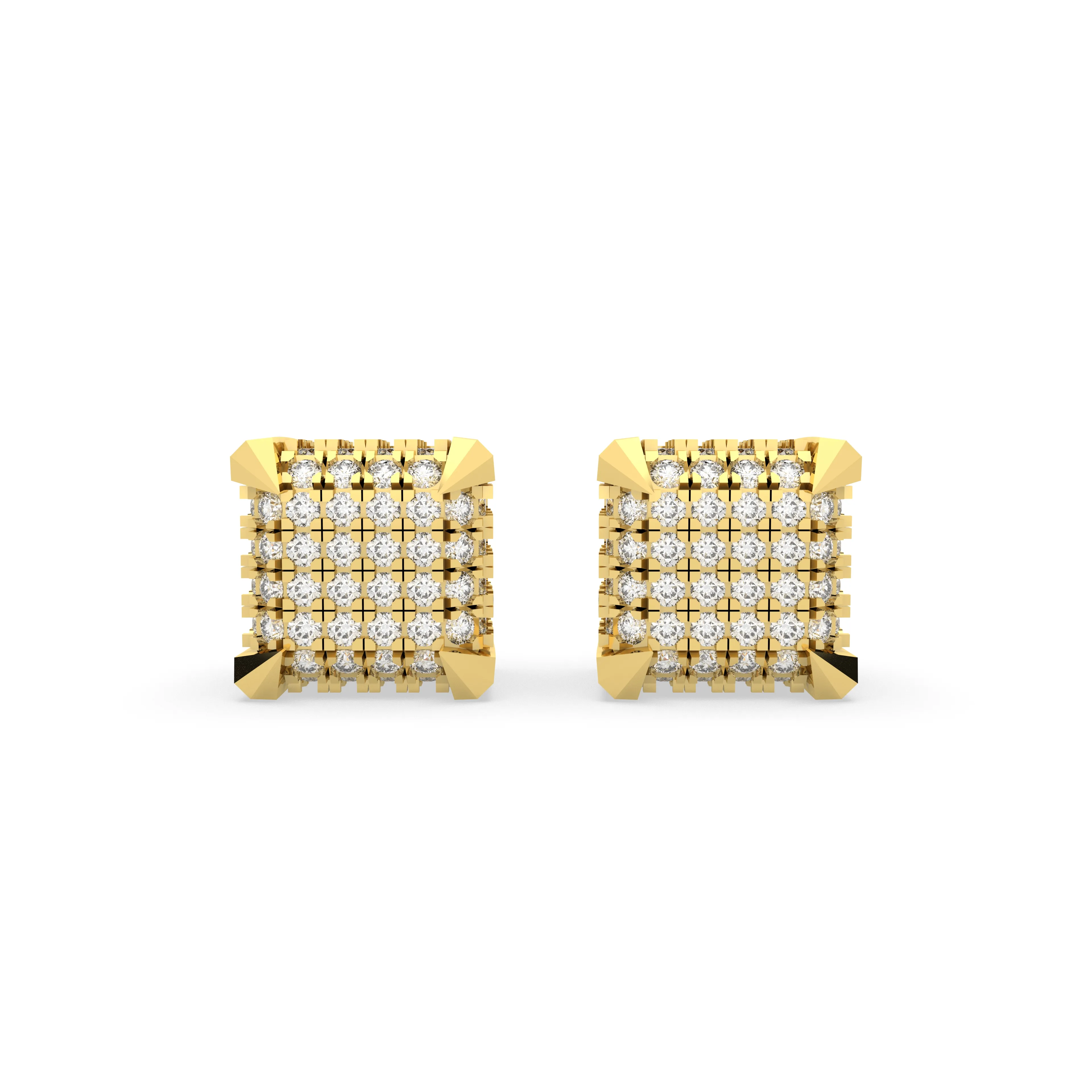 Square Natural Diamond Earrings For Men