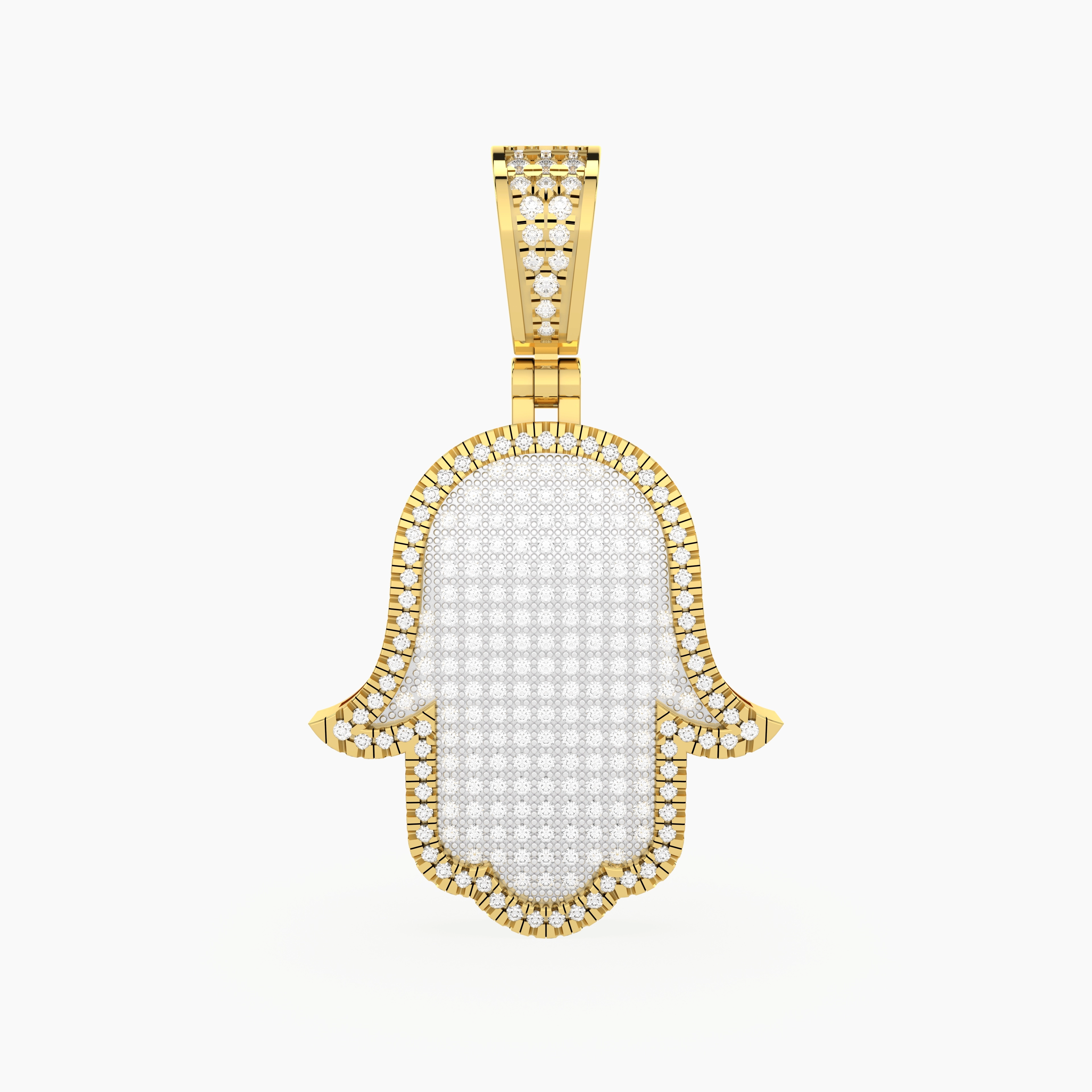 Iced-Out Lab Grown Diamond Hamsa Pendant