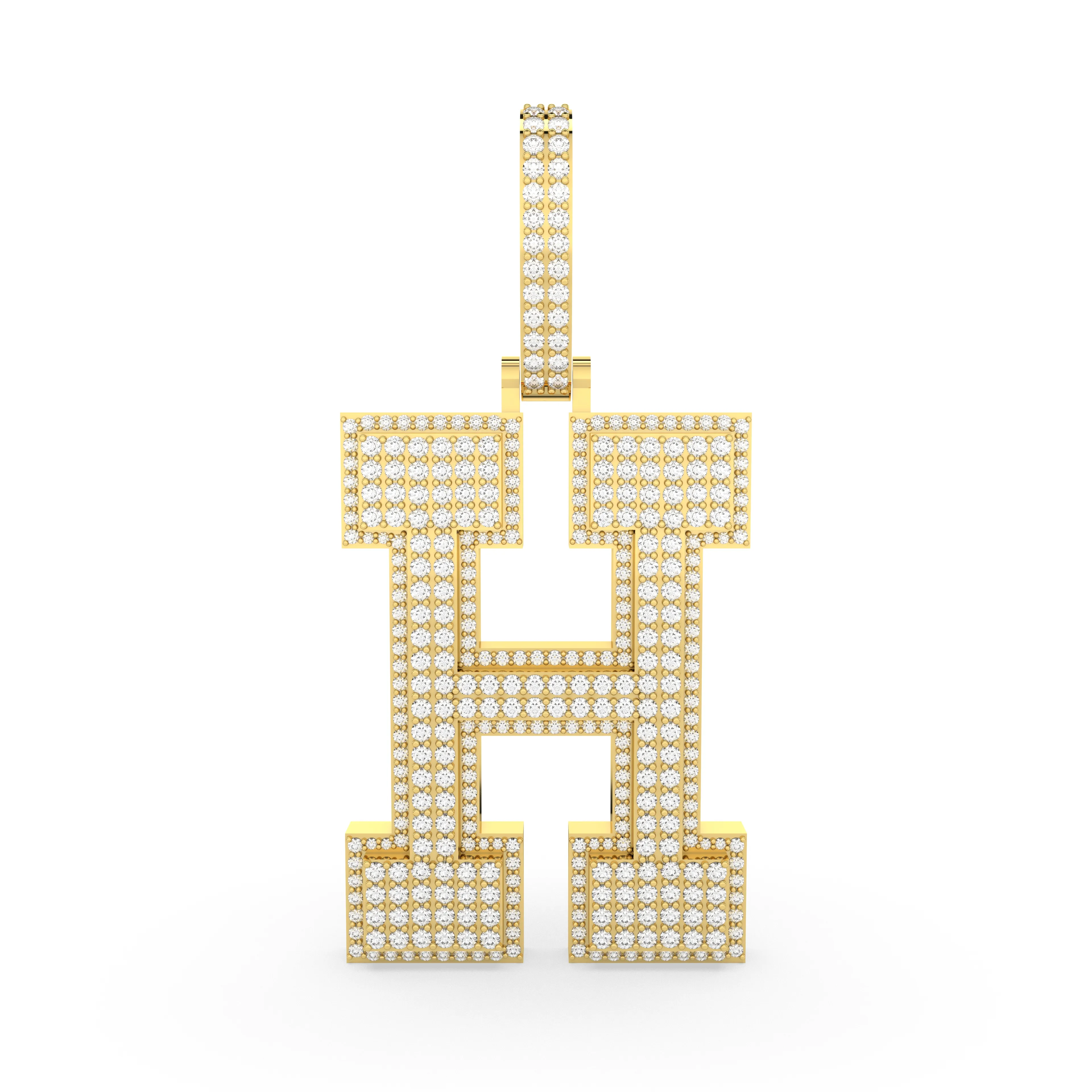Initial "H" Natural Diamond Pendant