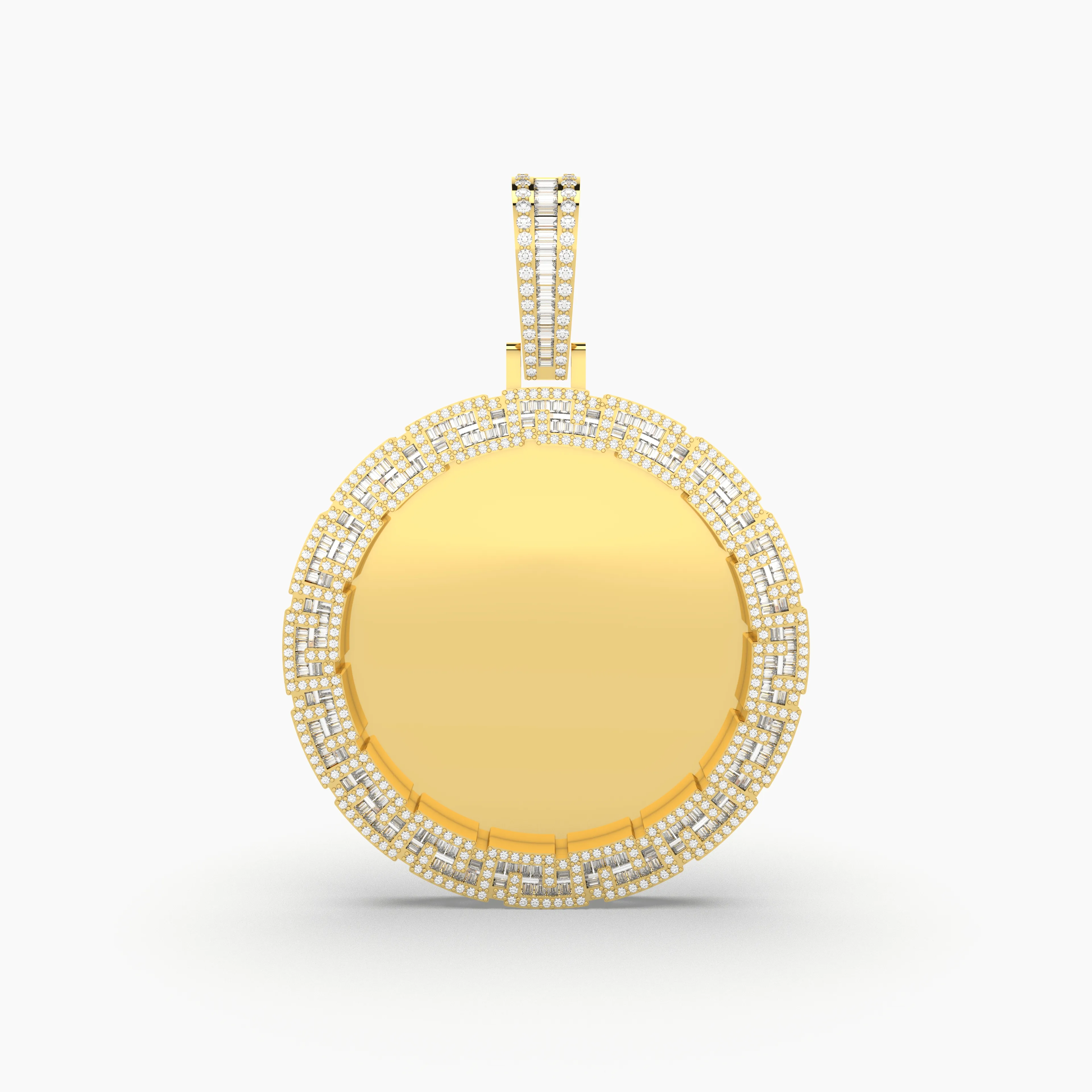 Men'S Natural Diamond Photo Memory Pendant