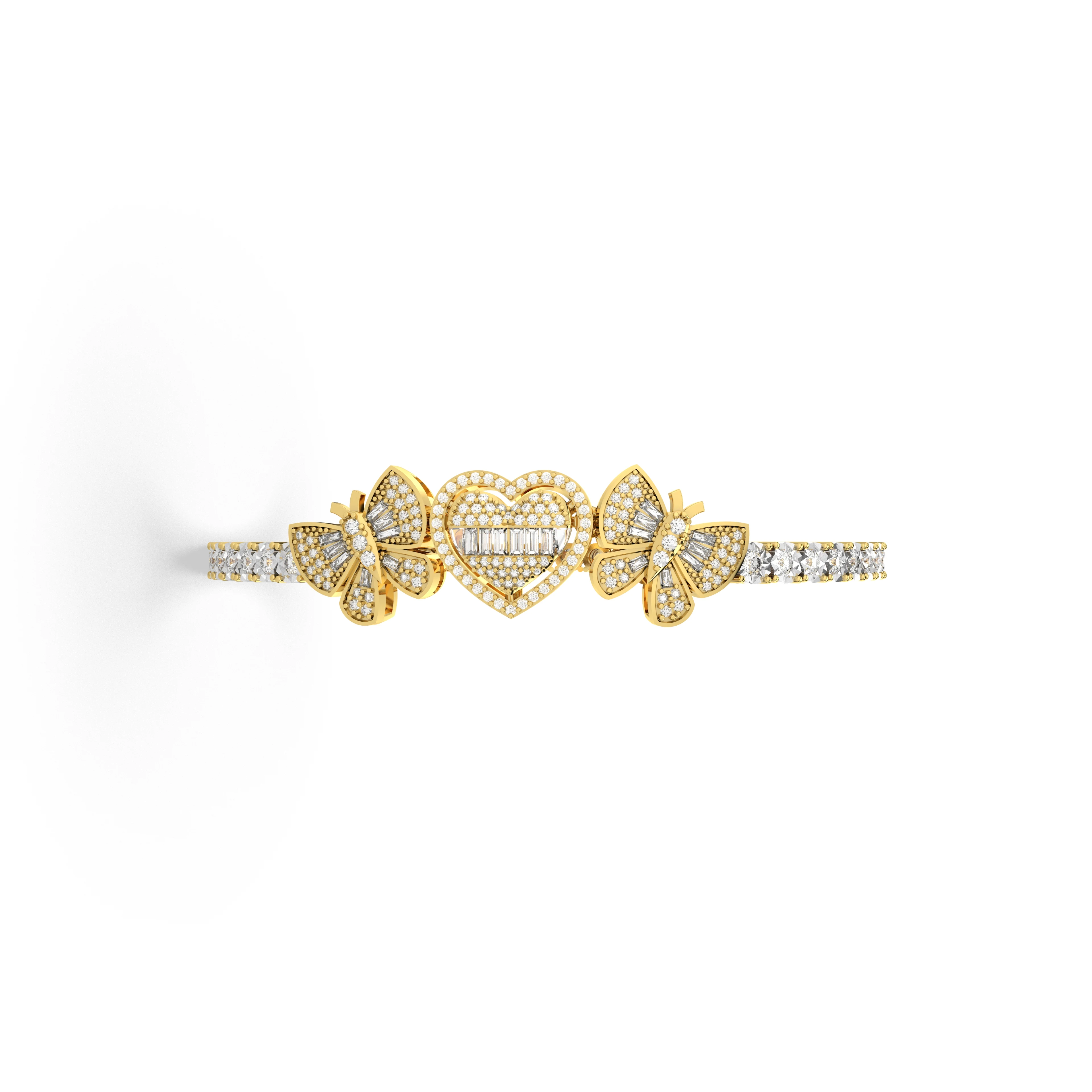 Butterfly And Heart Bangle Bracelet