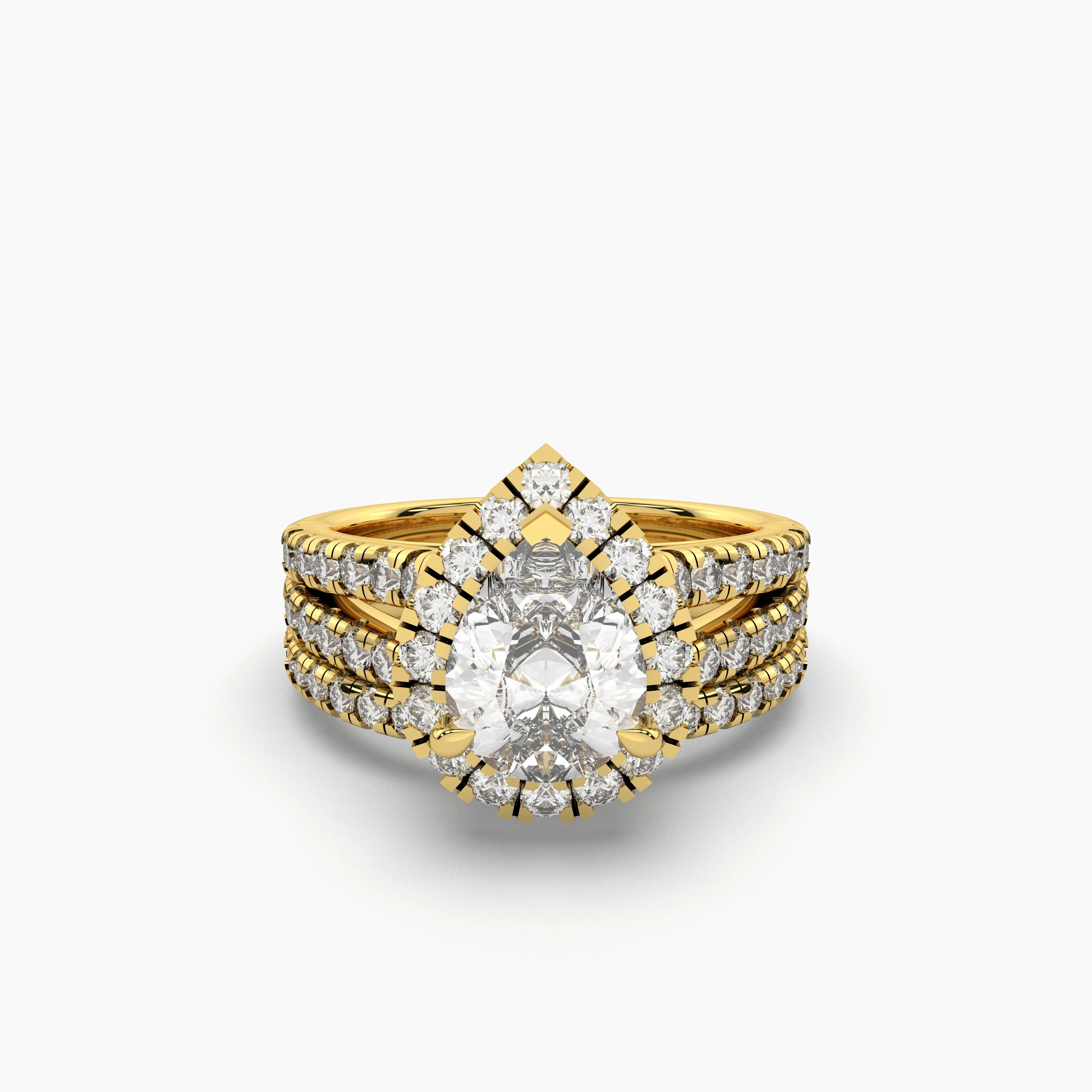 Oval Center Lab Grown Diamond With Three-Layer Halo Engagement Ring