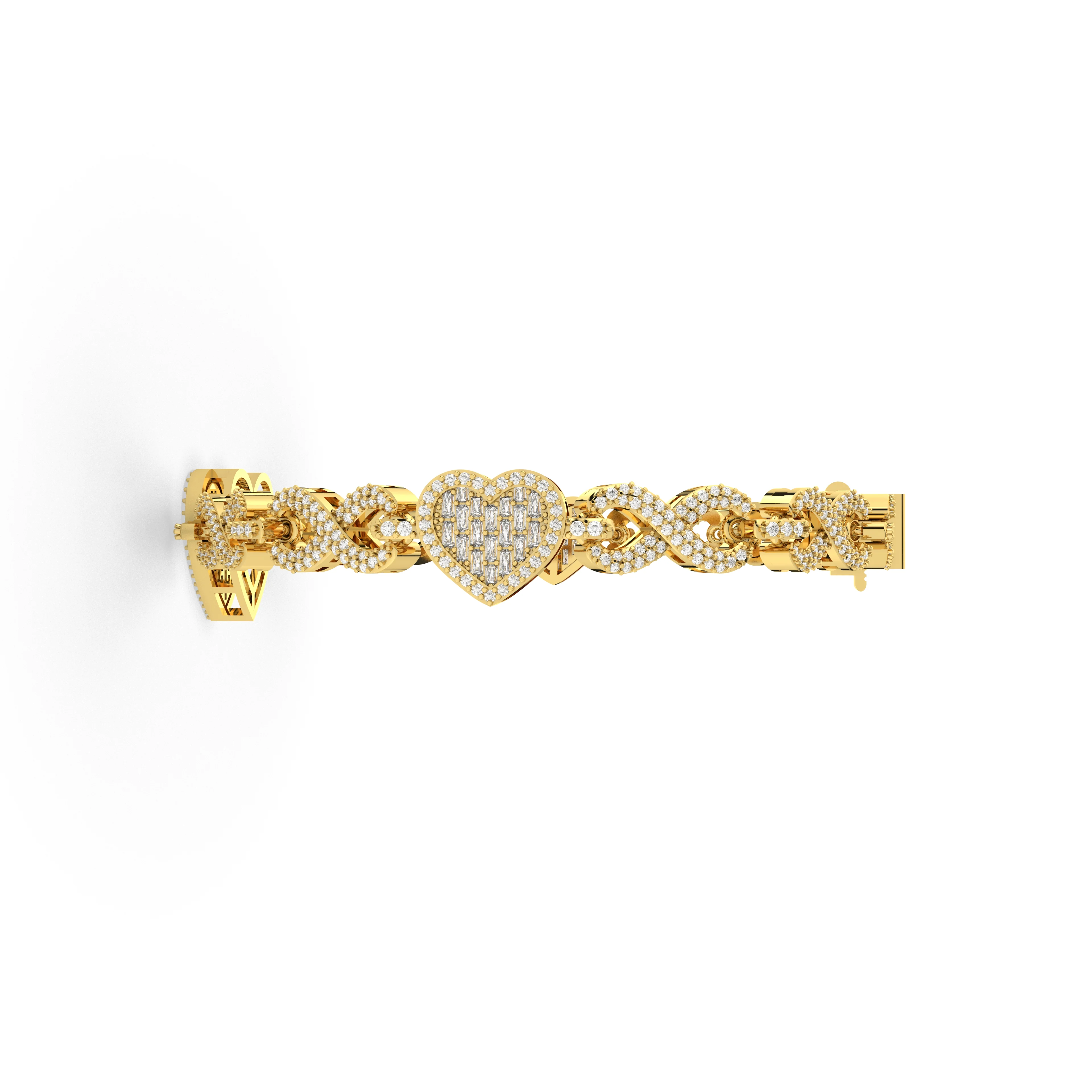 Heart Links Natural Diamond Bracelet
