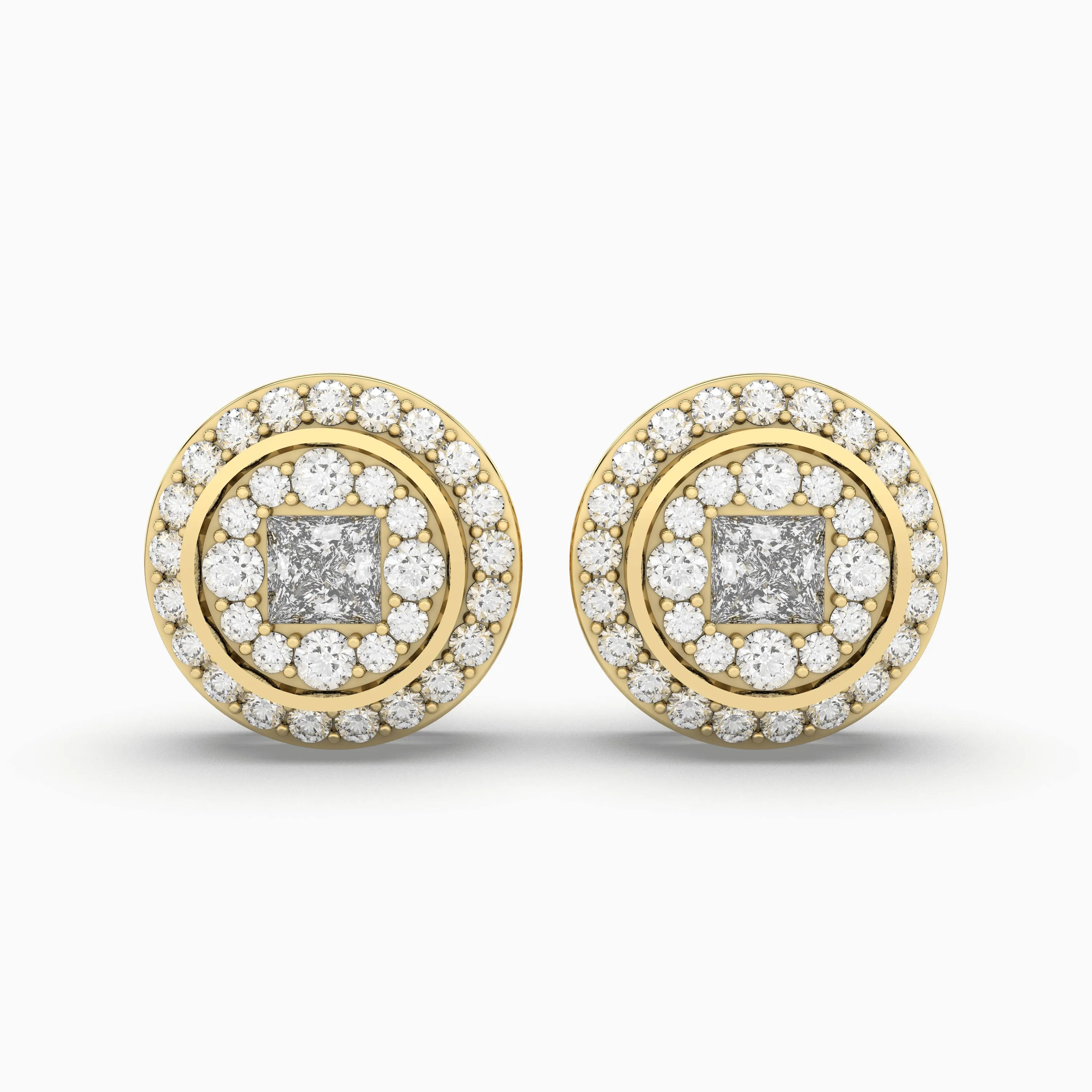 Stepped Cluster 0.54 CT.T.W Natural Diamond Stud Earrings For Women