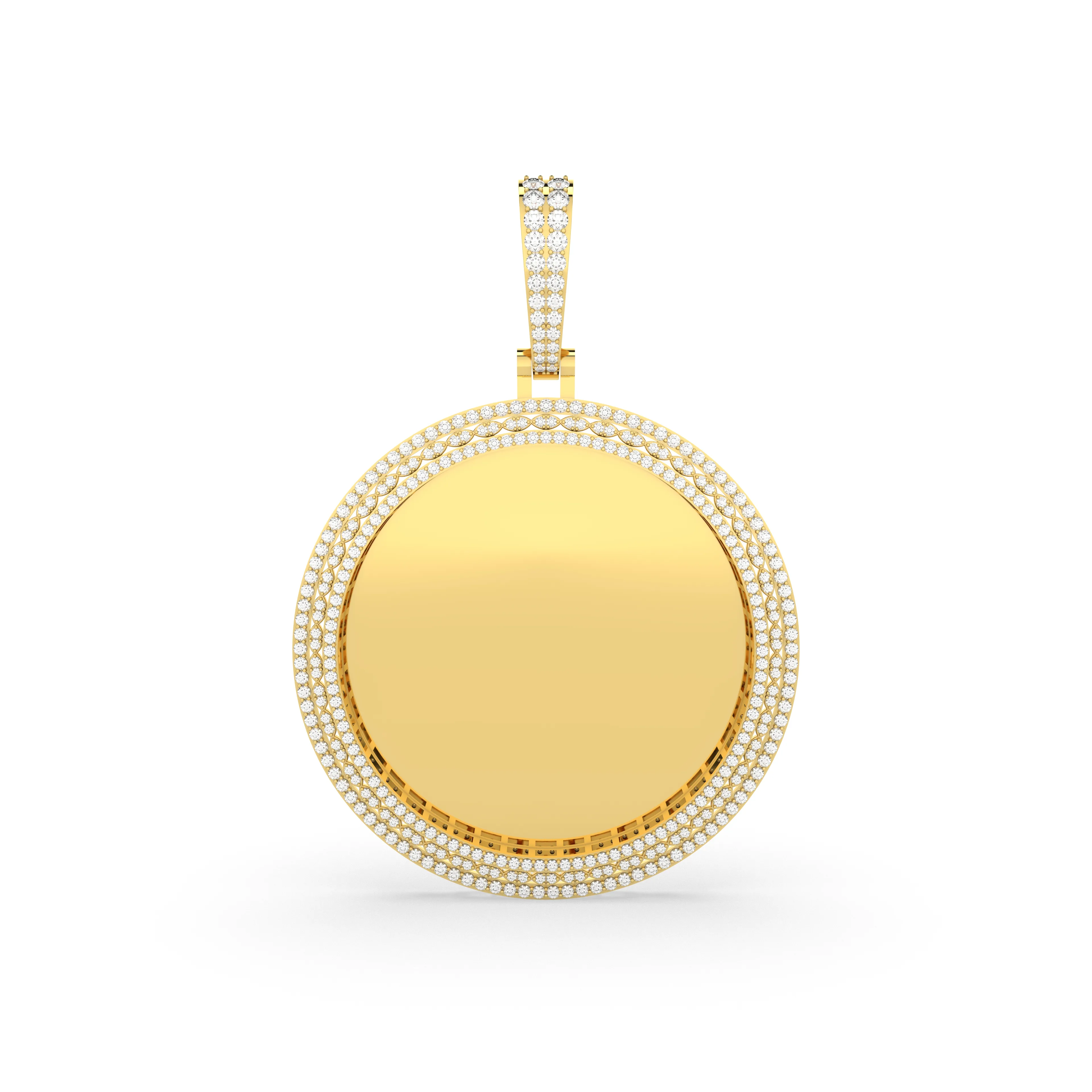 Men'S Natural Round Diamond Memory Picture Pendant