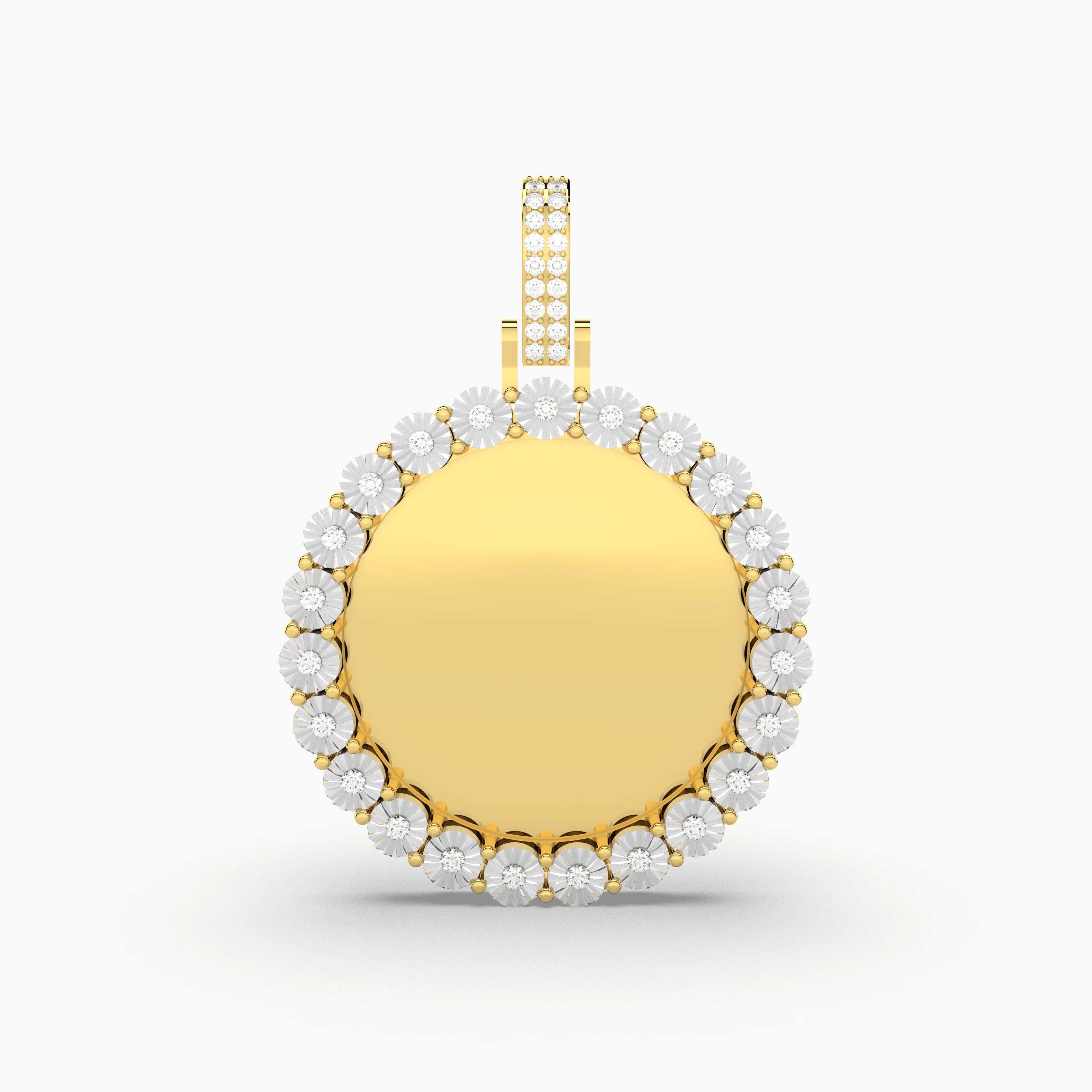 Round Cut Natural Diamond Memory Pendant For Men