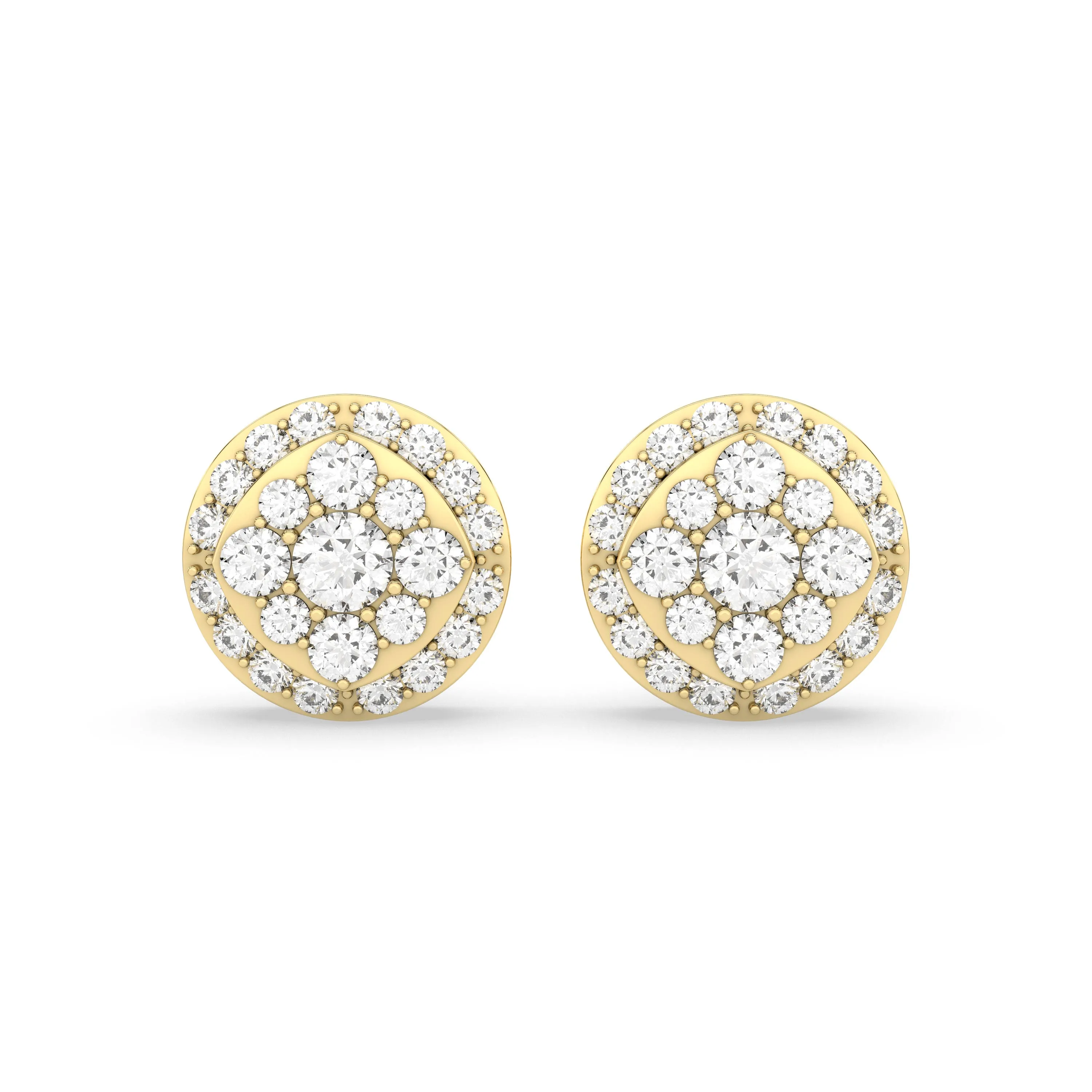 Round Cluster 1.03 CT.T.W Natural Diamond Stud Earring
