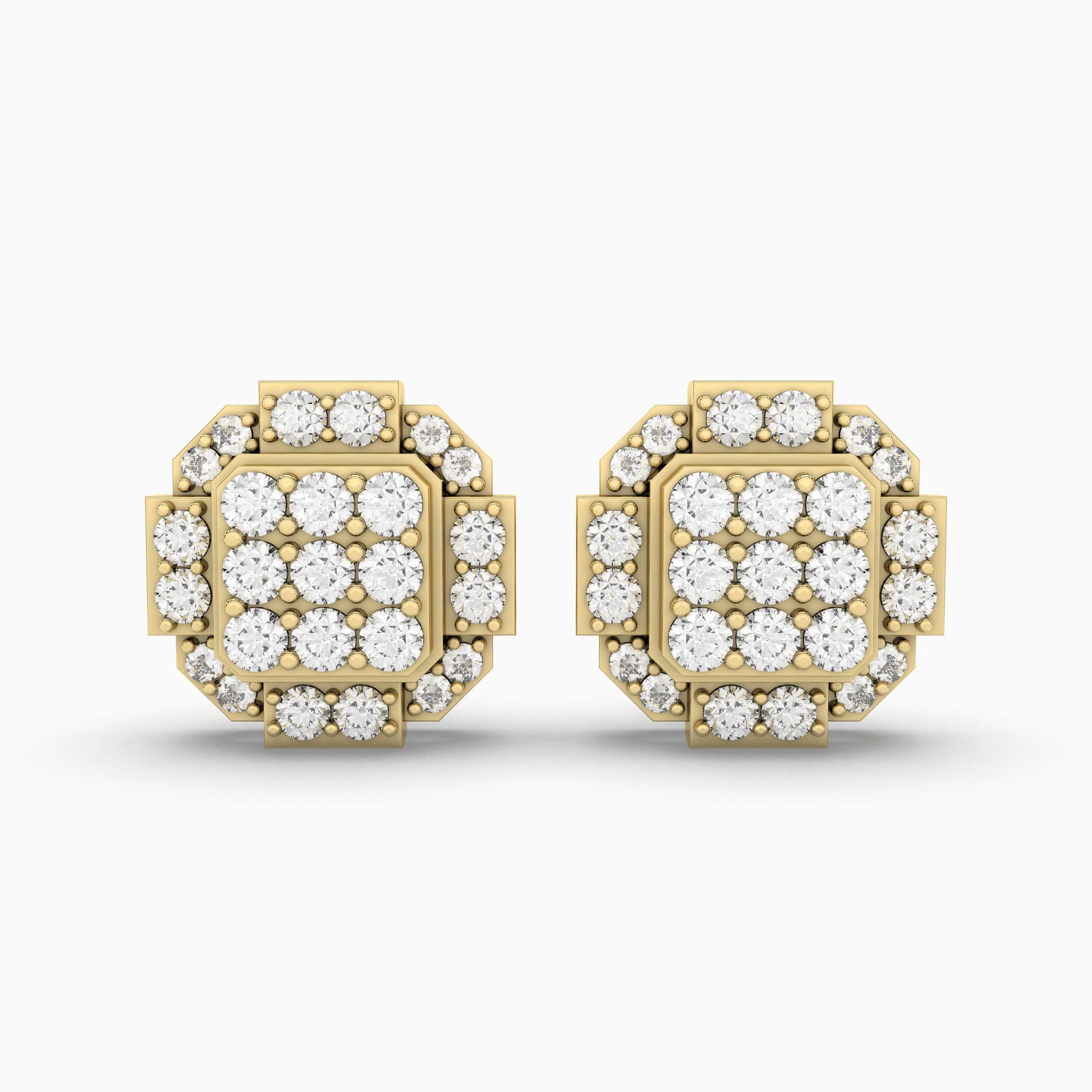 Baguette Shape Natural Diamonds Stud Earrings