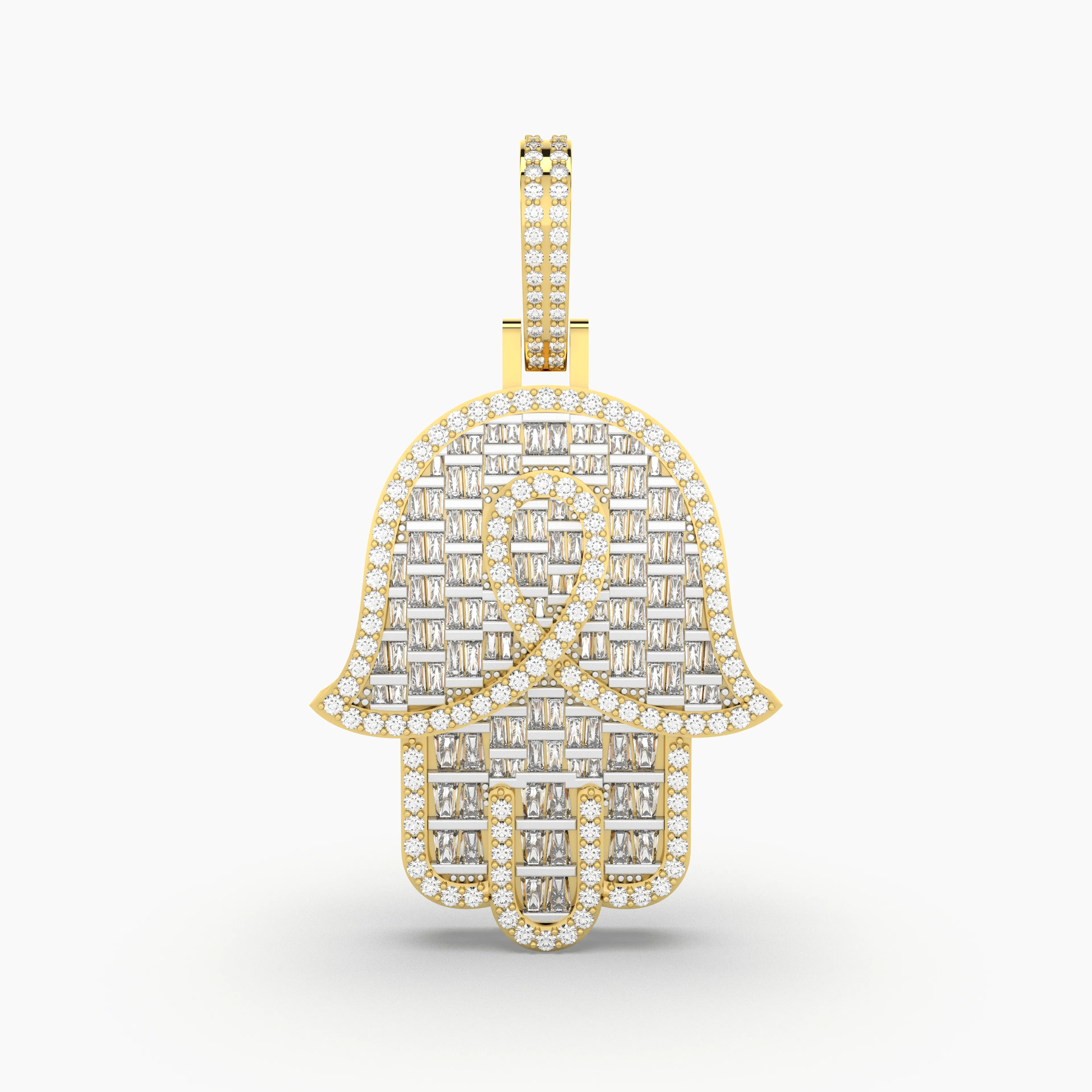 10K Natural Diamond Hamsa Pendant