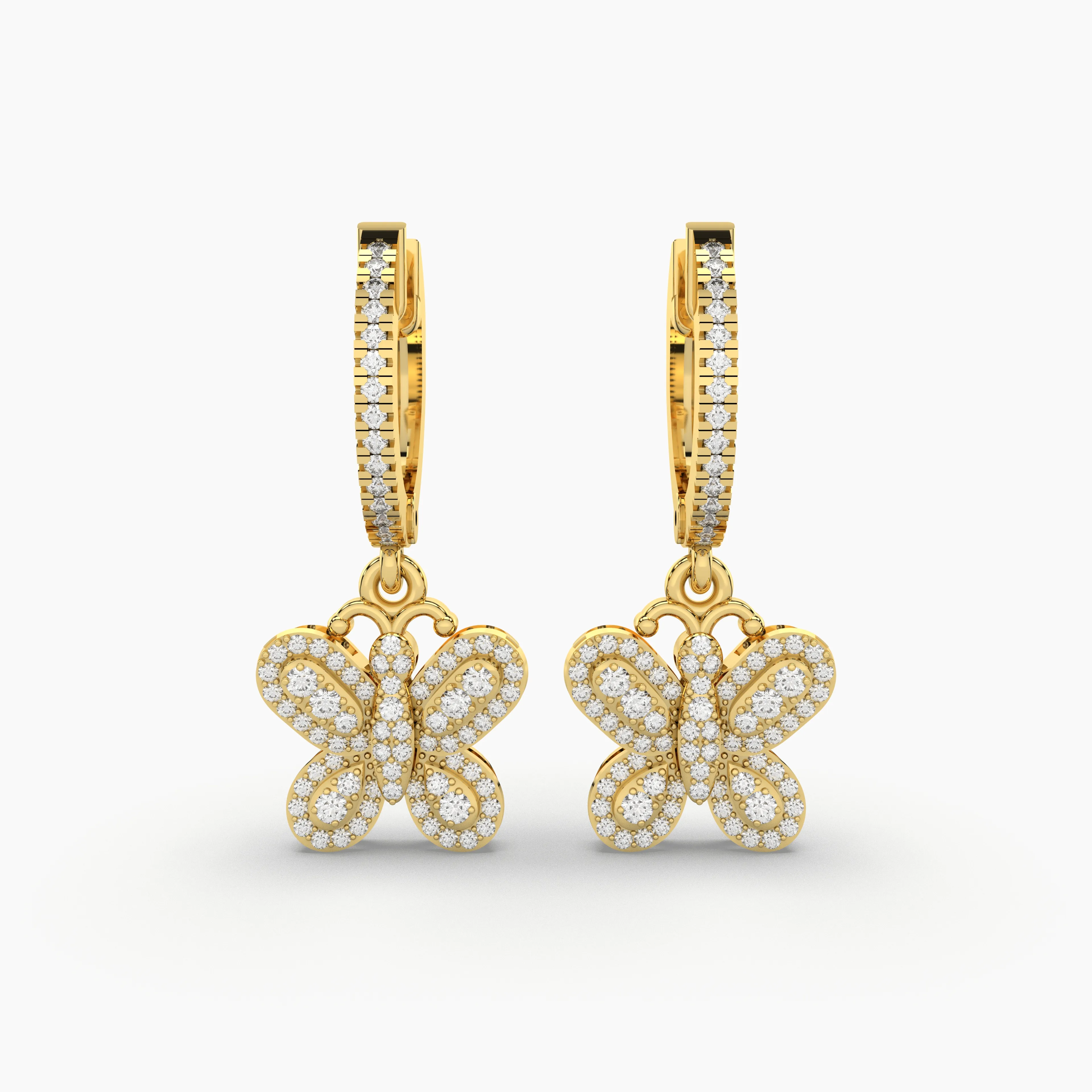 Pave Butterfly Huggie Earrings
