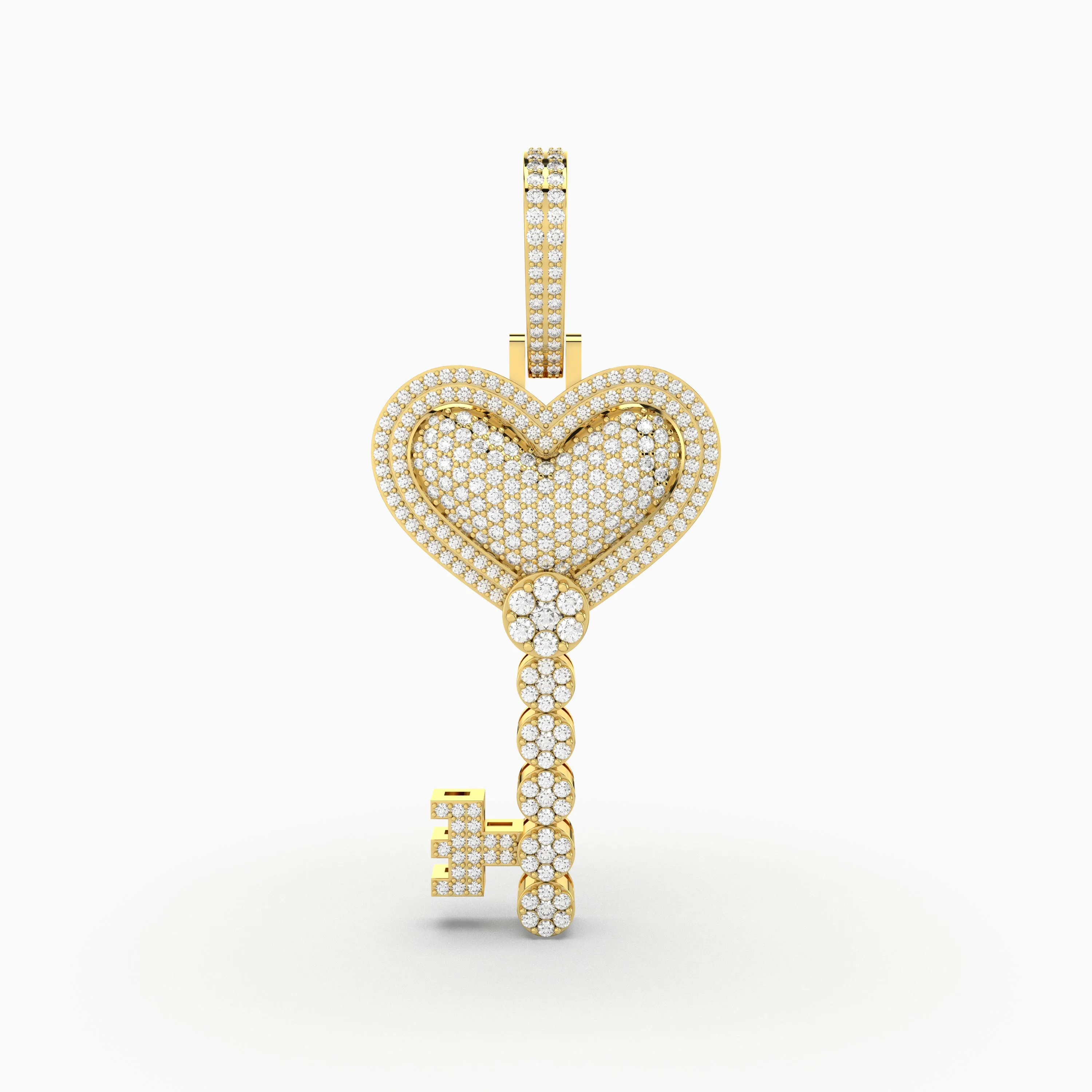 Heart Key Pendant With 1.24 CT Natural Diamonds