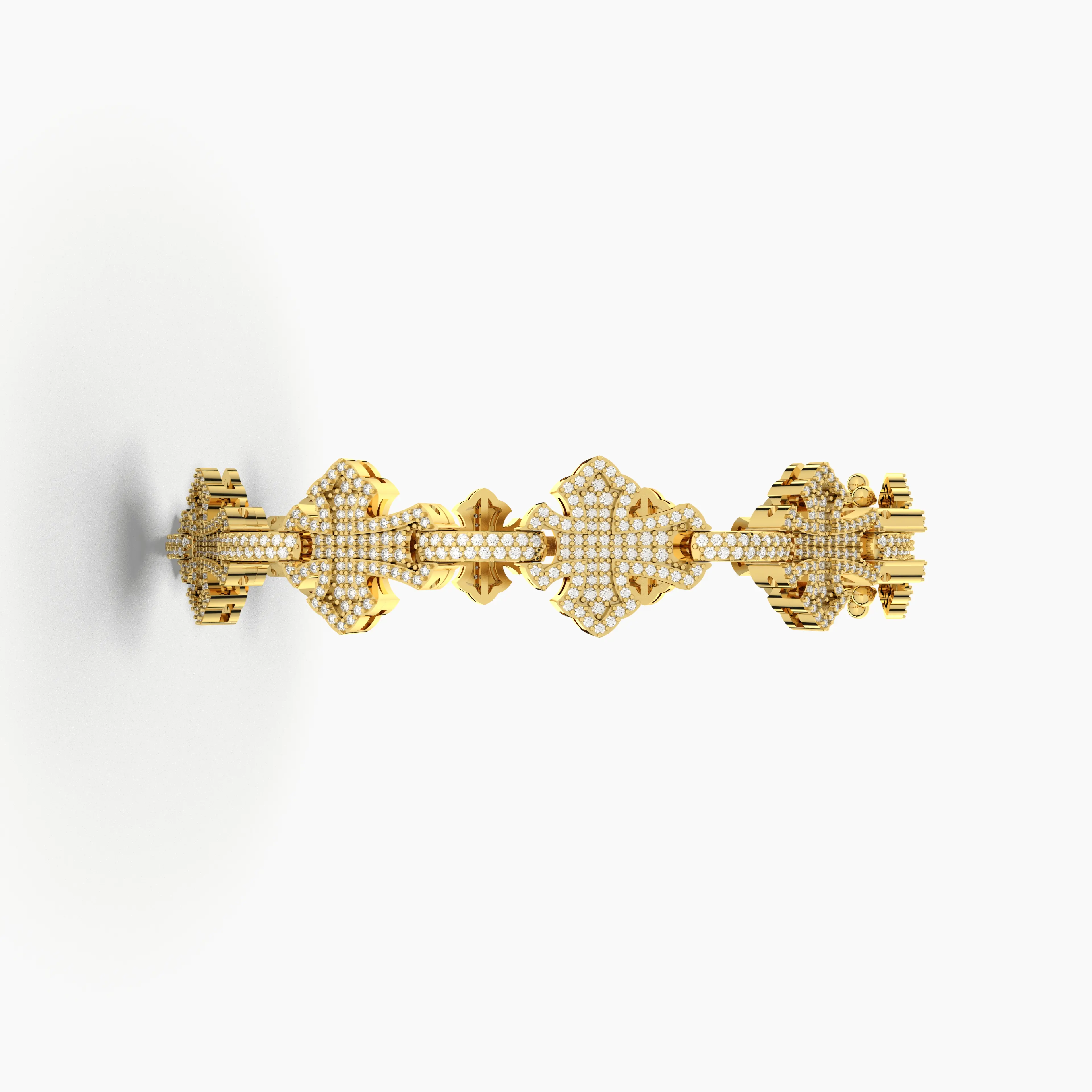 Natural Diamond Link Bracelet Featuring A Cross-Style Design