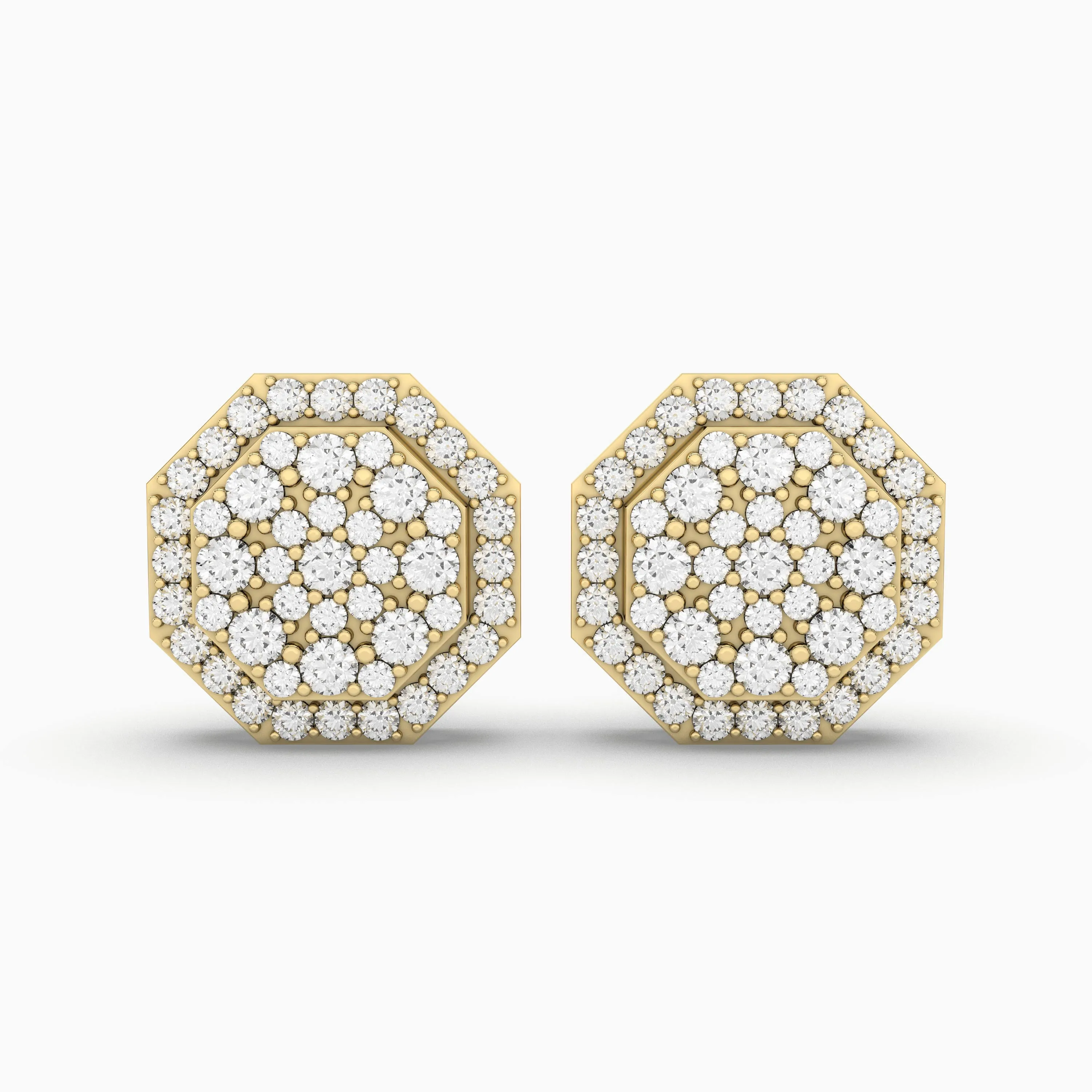 Lustrous Hexa Pattern Natural Diamond Earrings