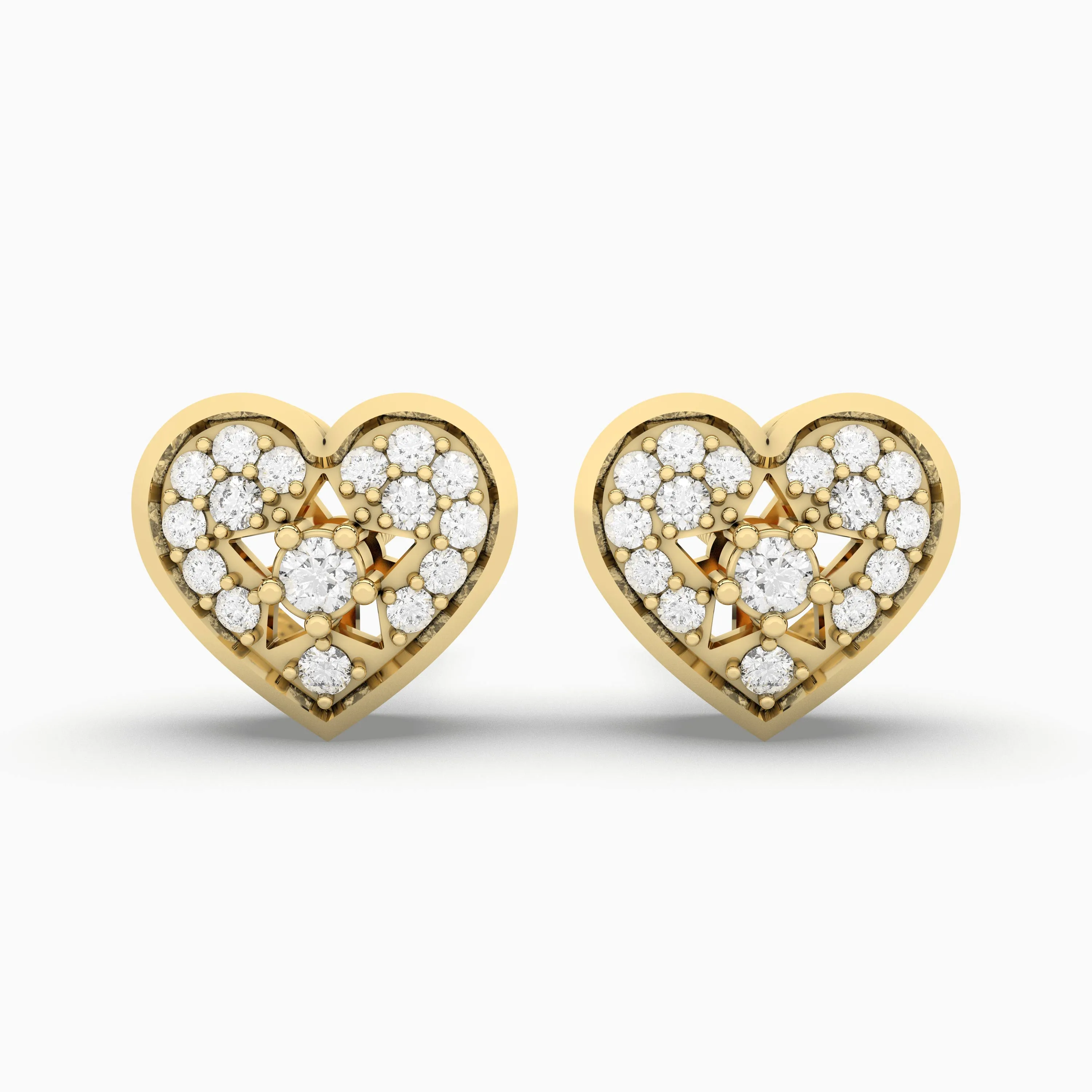 Sparkling Heart Halo Natural Diamond Stud Earrings For Women