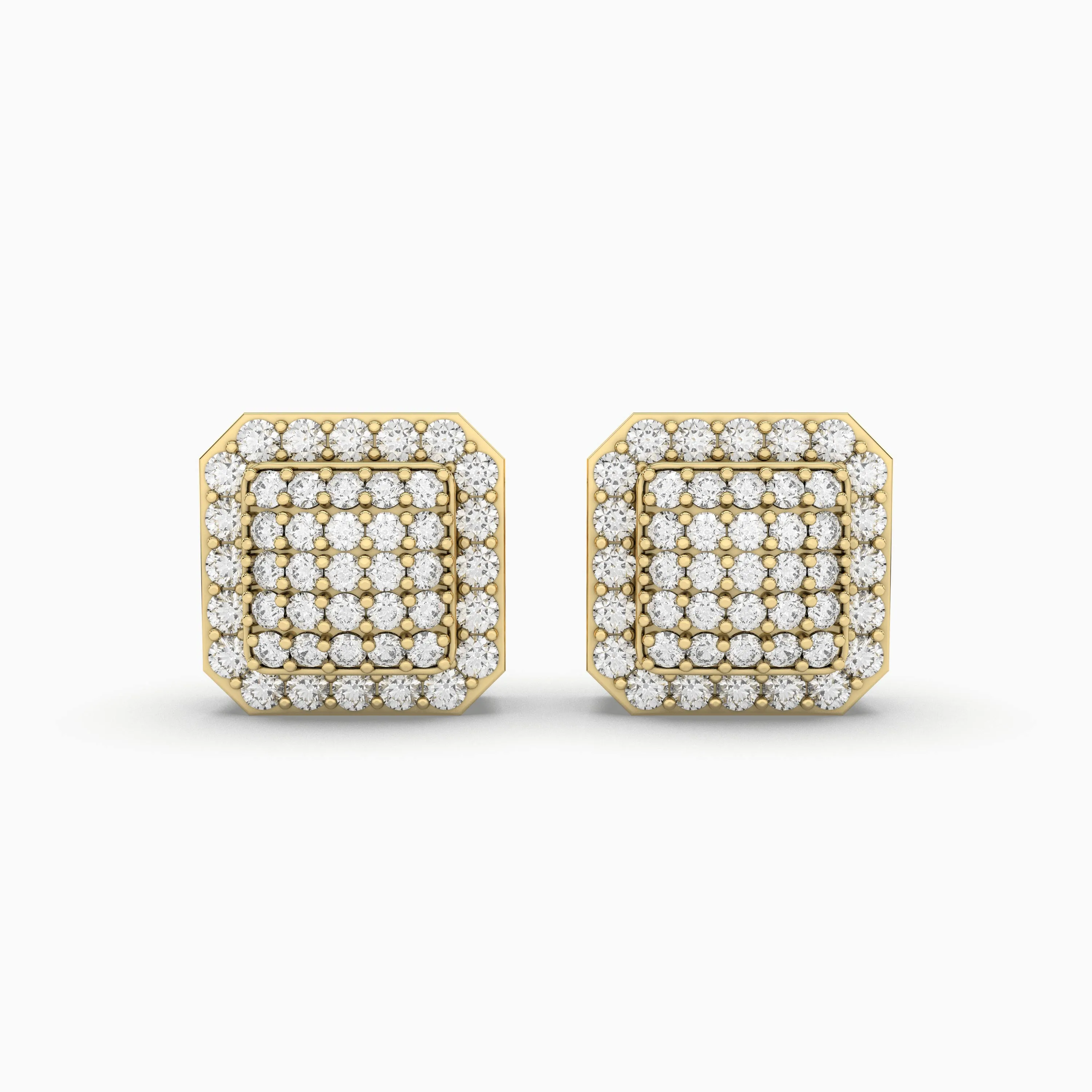 Square 2.43 CT.T.W Natural Diamond Stud Earring