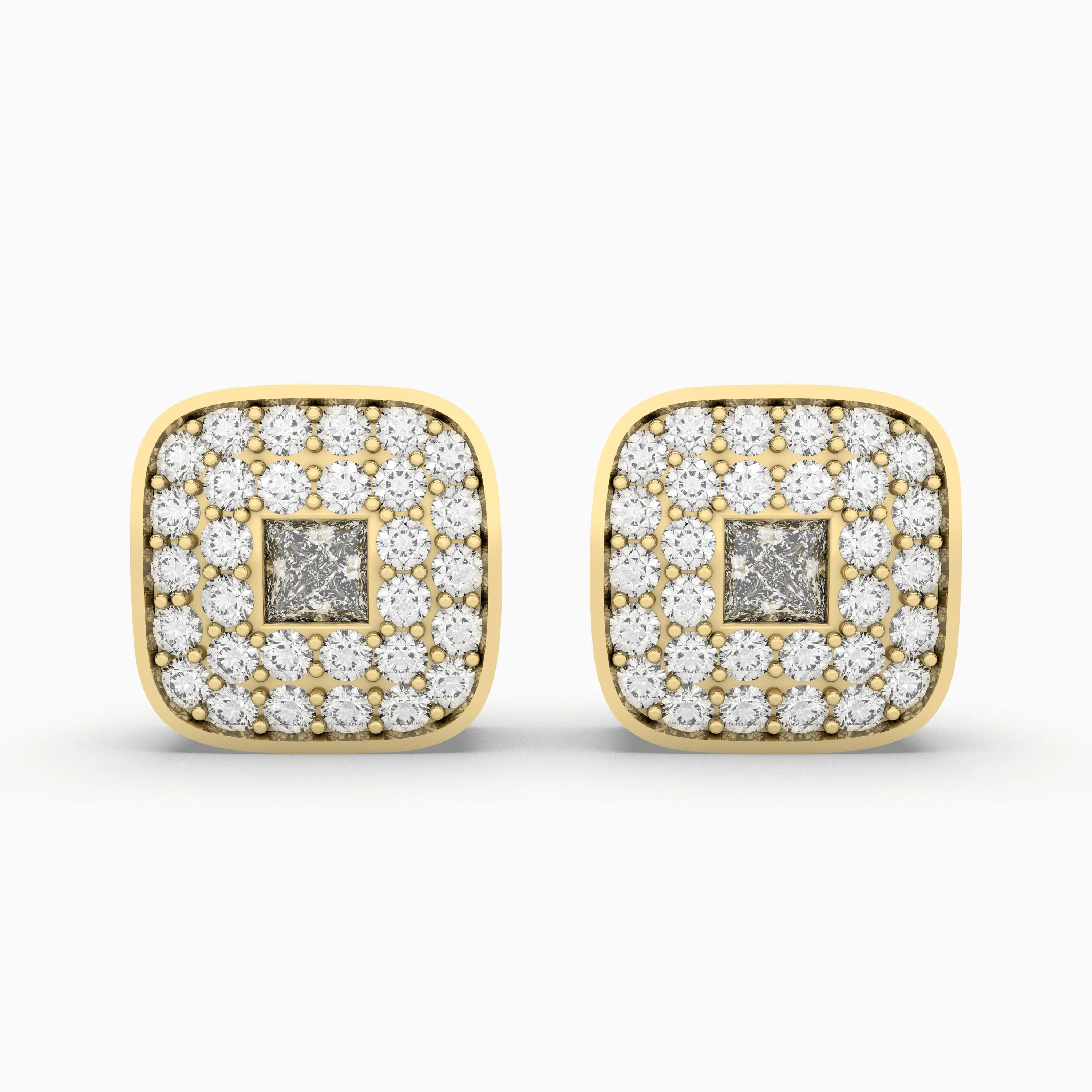 Square Natural Diamond Stud Earrings 0.27 CT. Prong Set Natural Diamonds