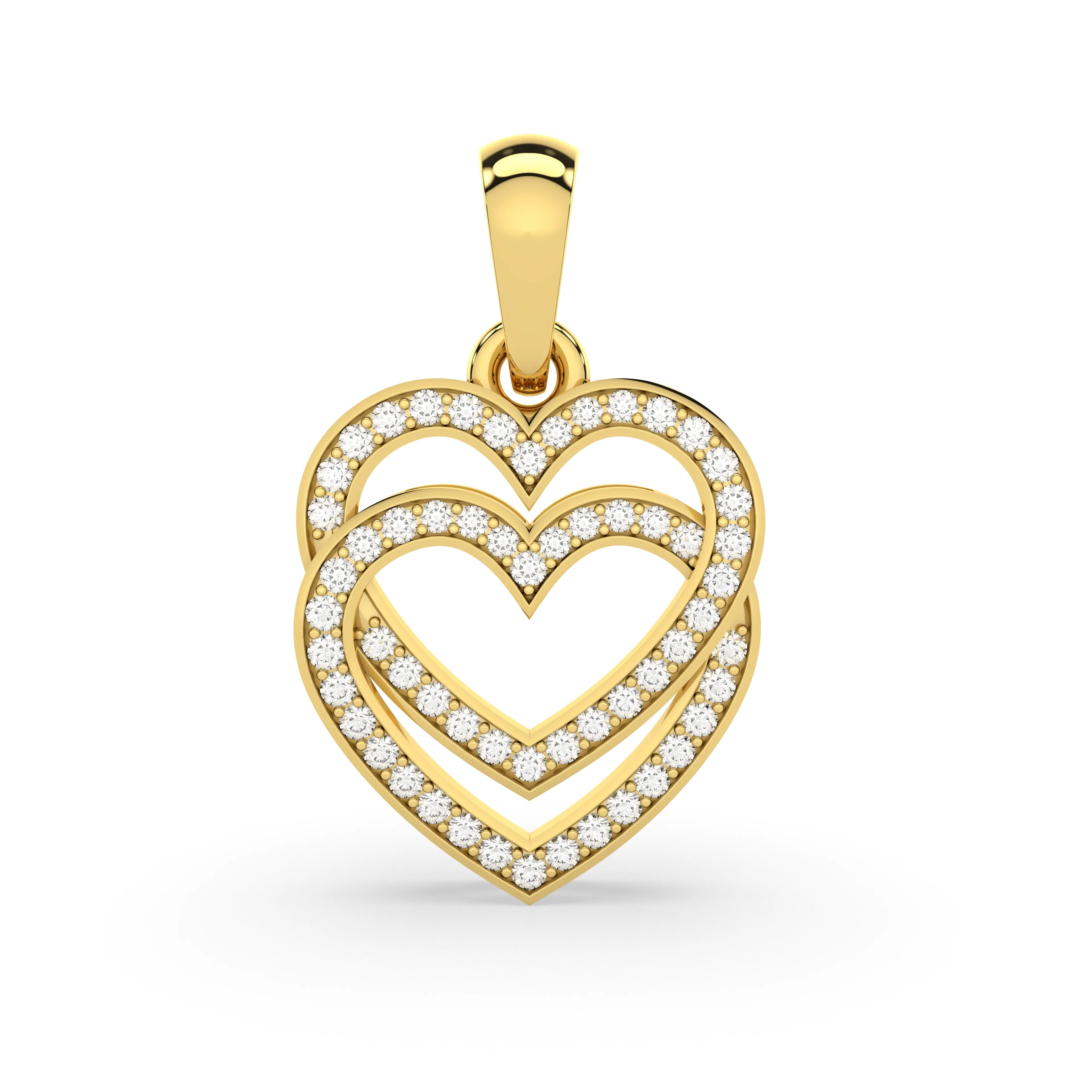 Natural Diamond Double Heart Pendant