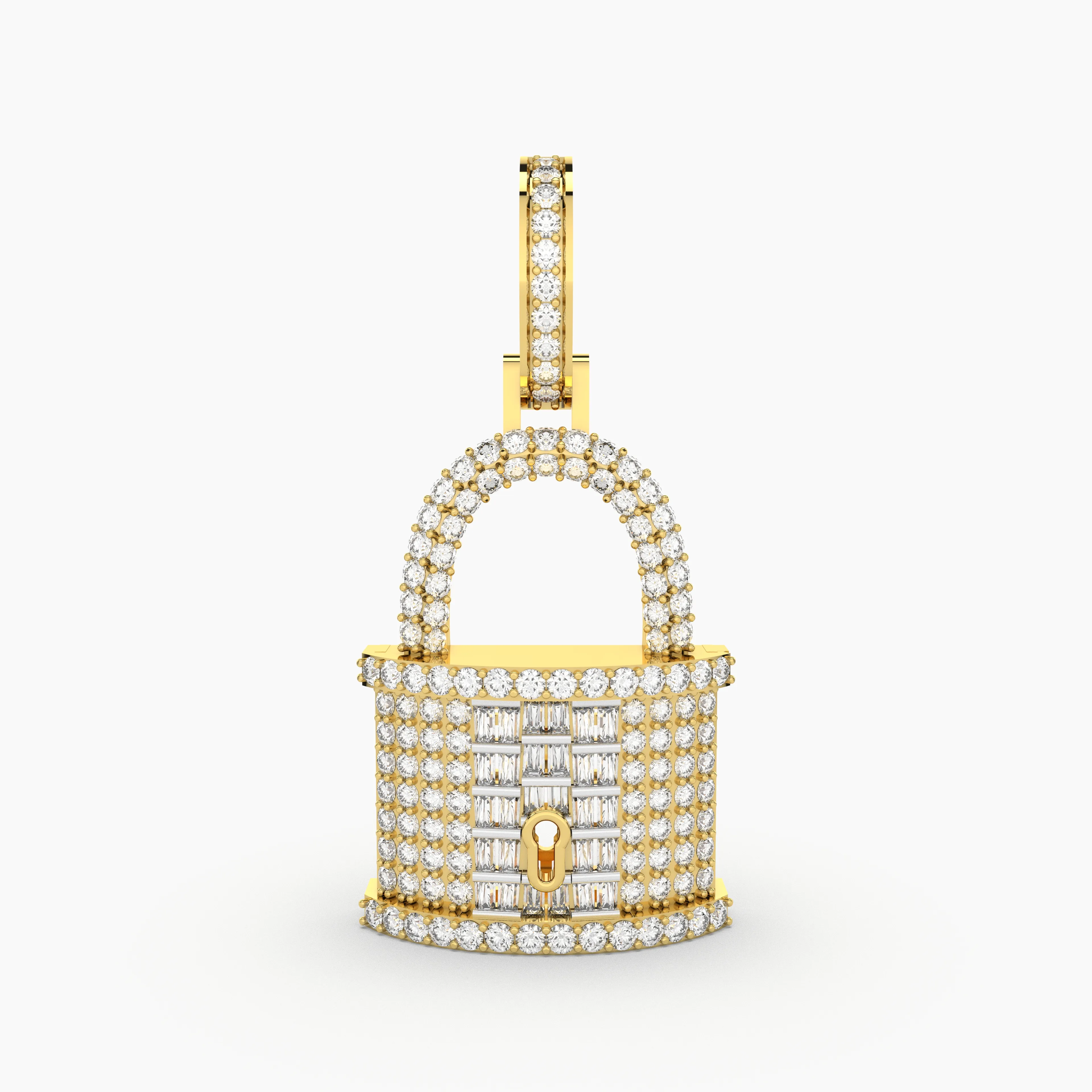 Encrusted Padlock Natural Diamond Pendant
