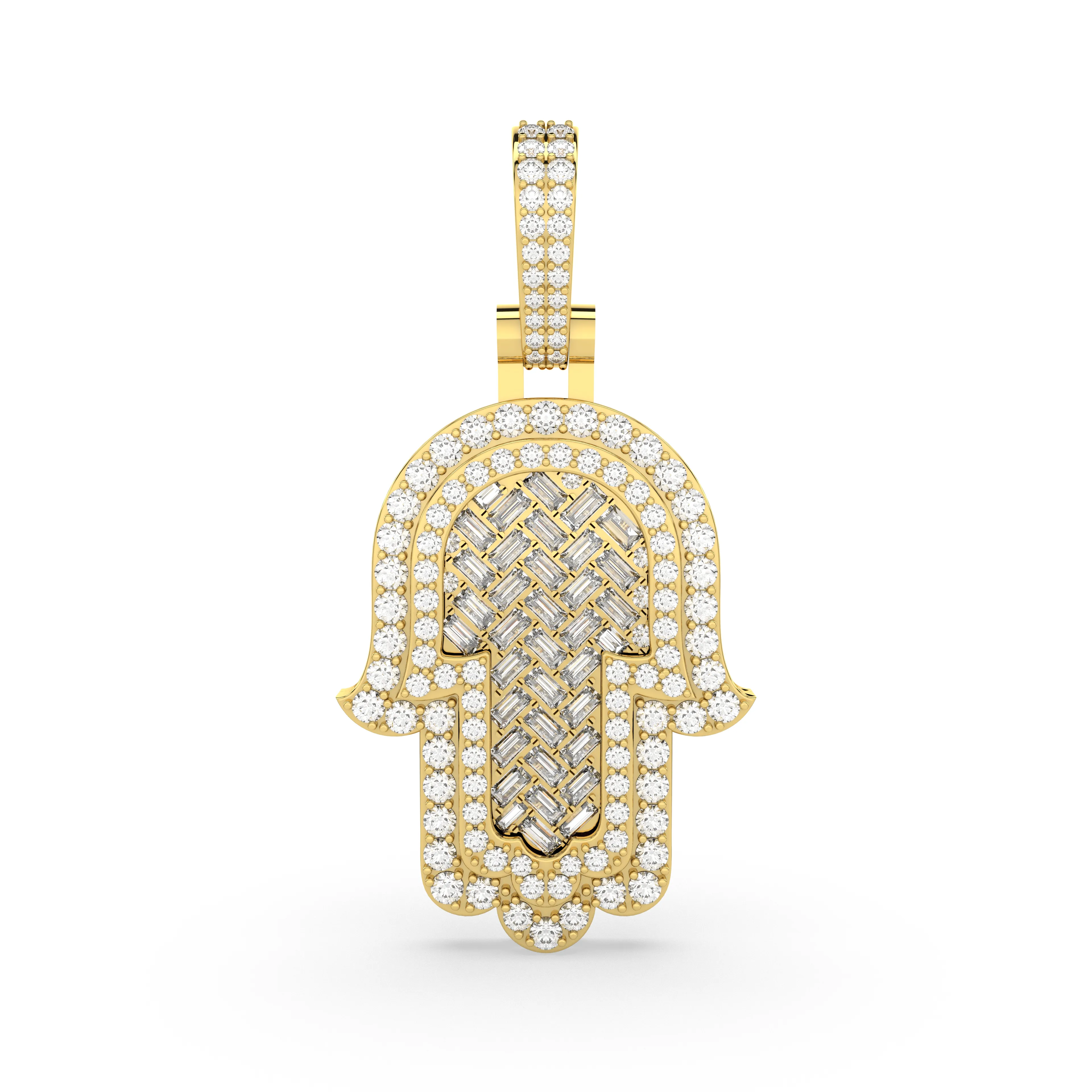 Men'S Hamsa Natural Diamond Charm Pendant