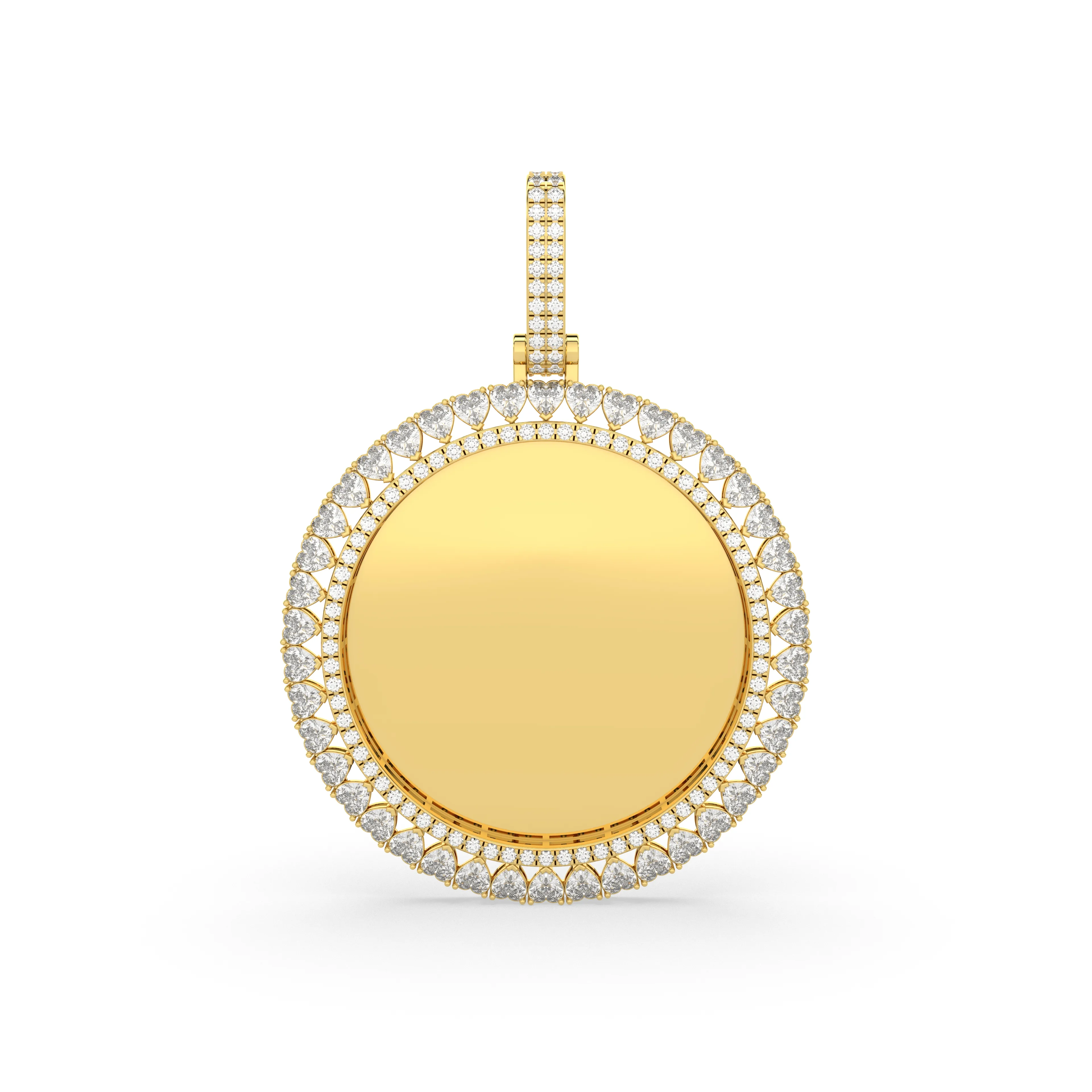 Men'S Round Lab Grown Diamond Memory Picture Frame Pendant