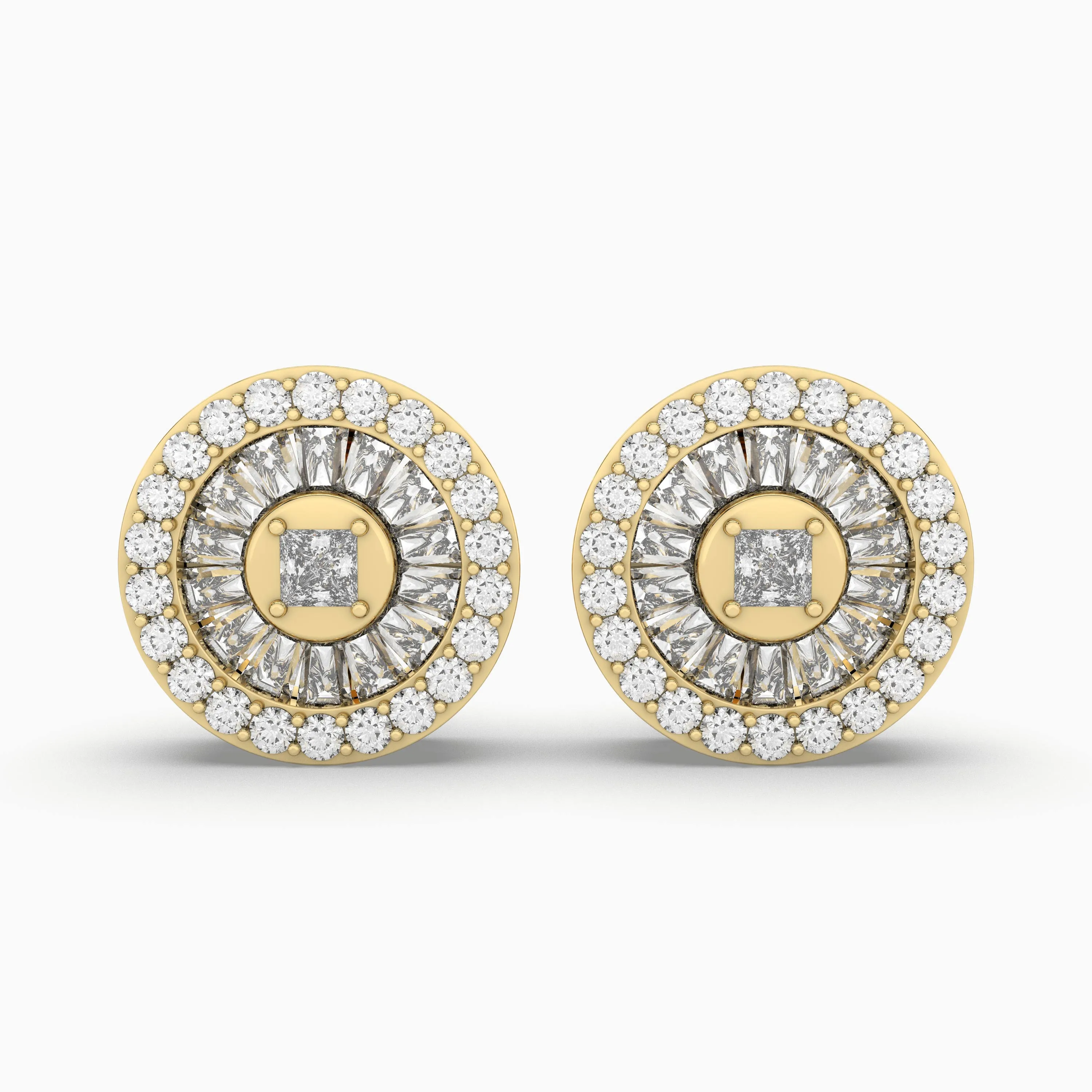 10K Gold Round Natural Diamond Earrings