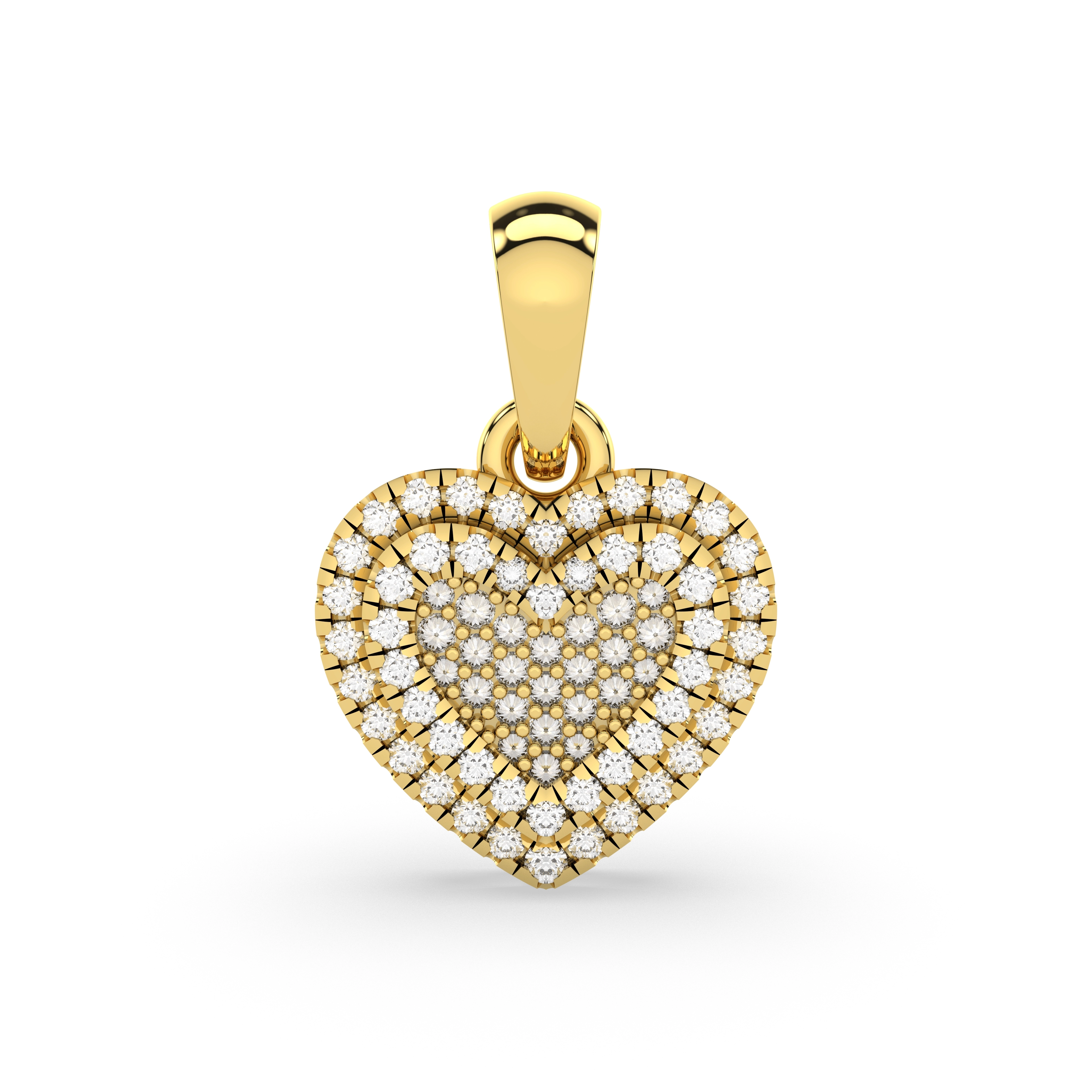 Sparkling Double-Layered Round Shape Natural Diamond Heart Pendant