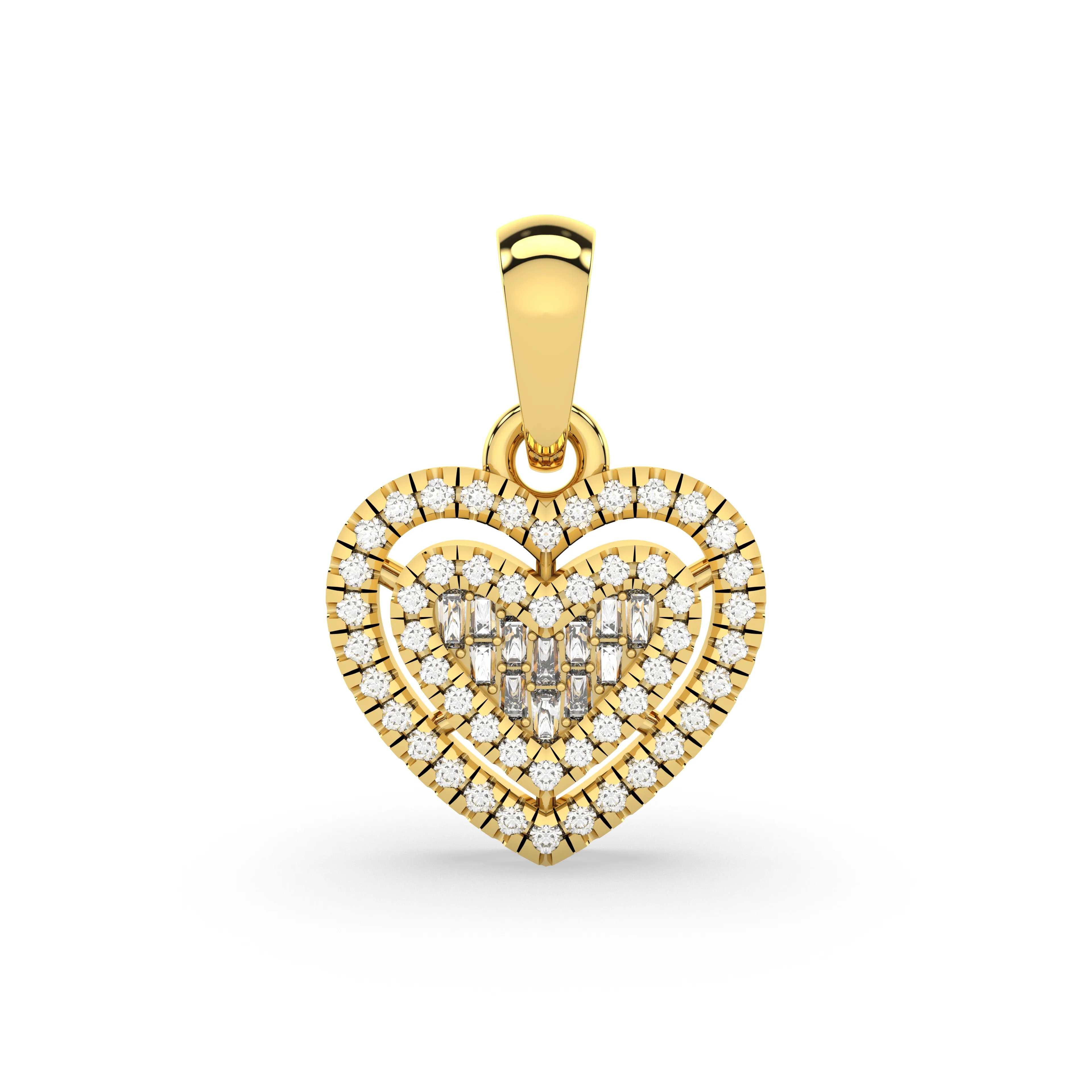 Natural Diamond Studded Heart-Shaped Pendant For Women