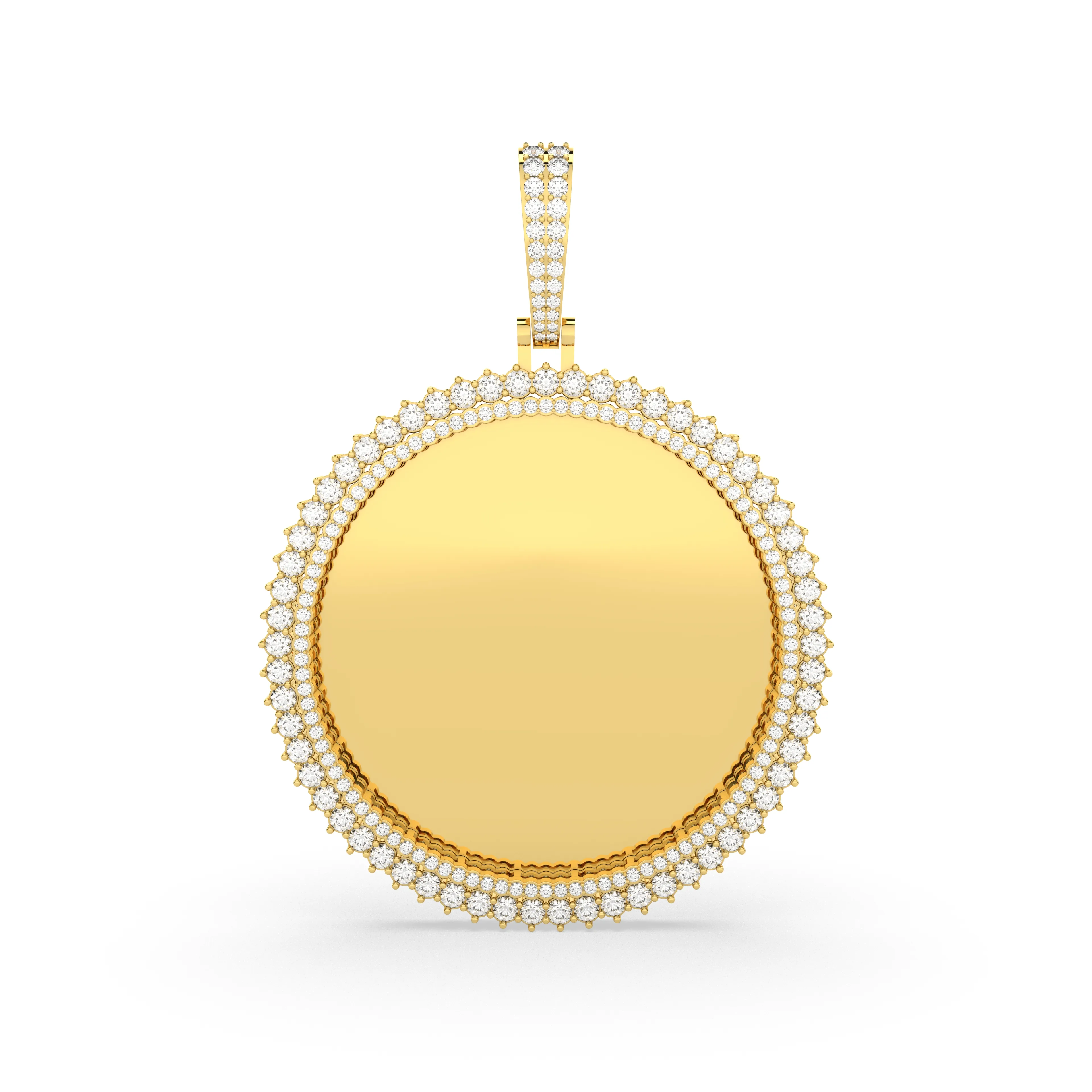 Round Natural Diamond Picture Pendant For Unisex