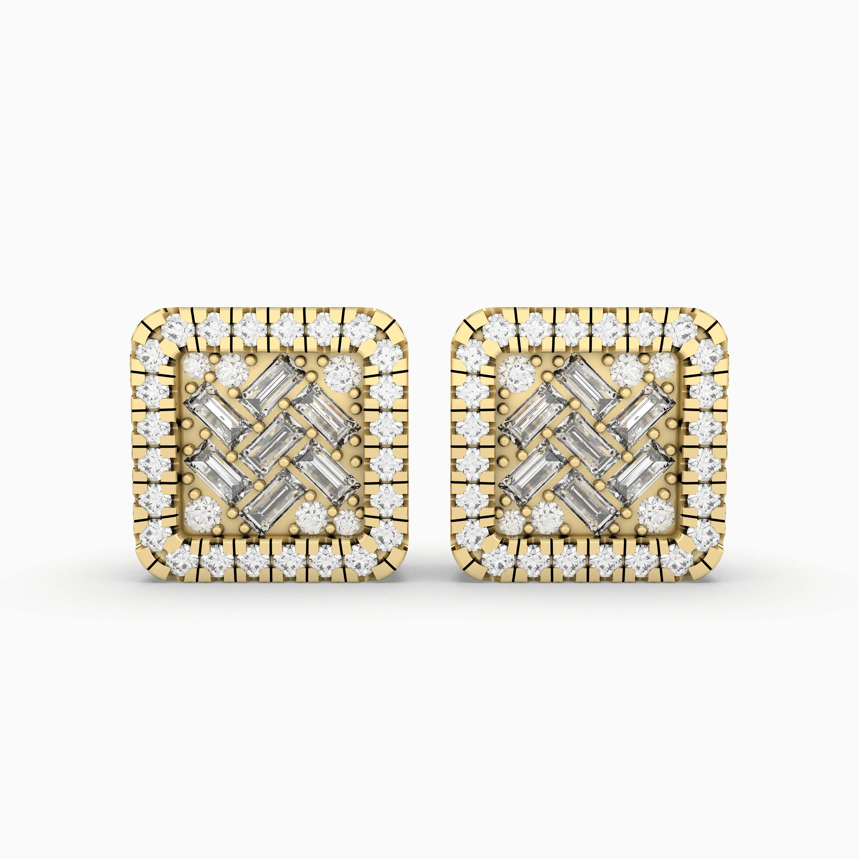 Treasured Square Natural Diamond Stud Earring