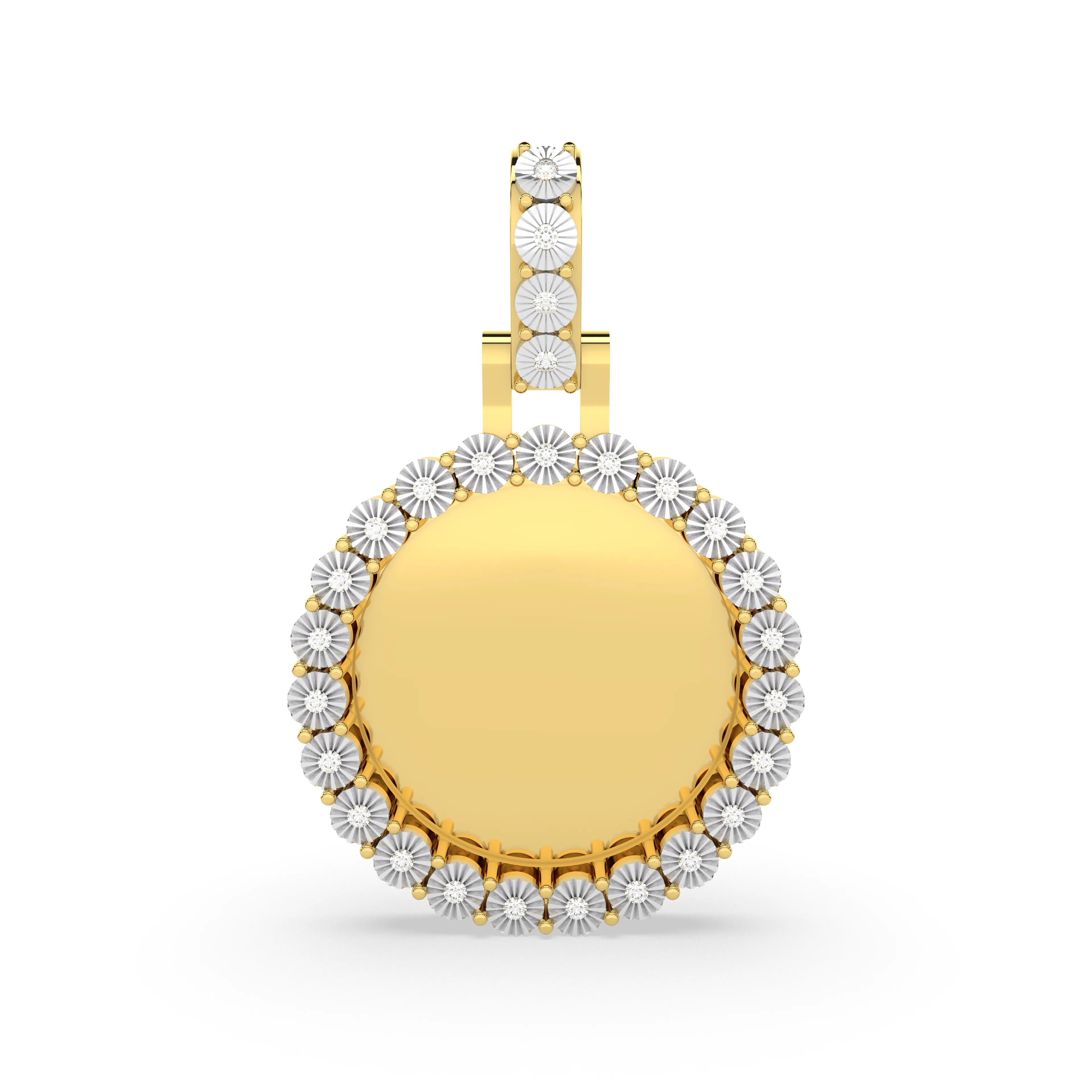 Round Natural Diamond Memory Circle Charm Pendant