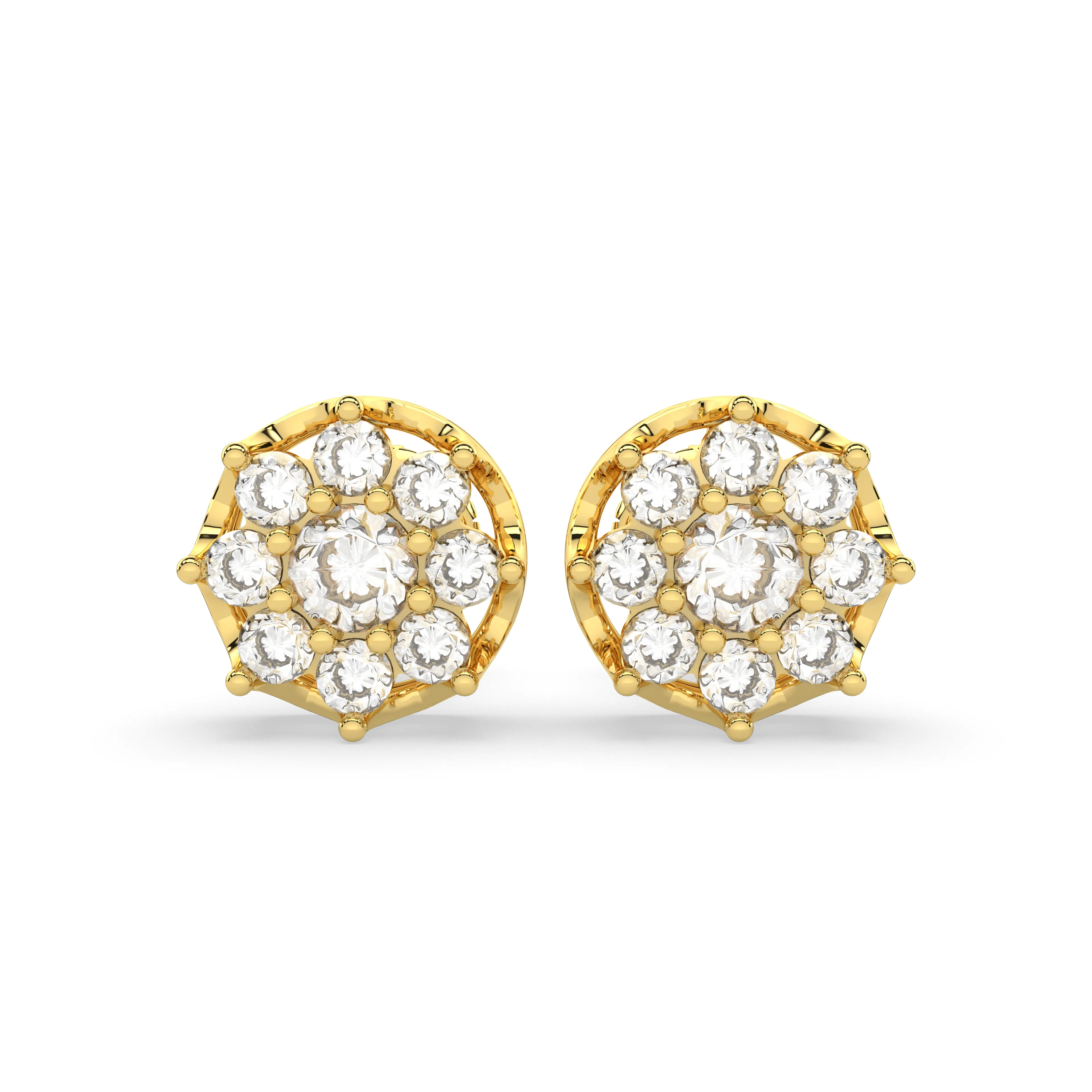 Natural Diamond Cluster Stud Earrings