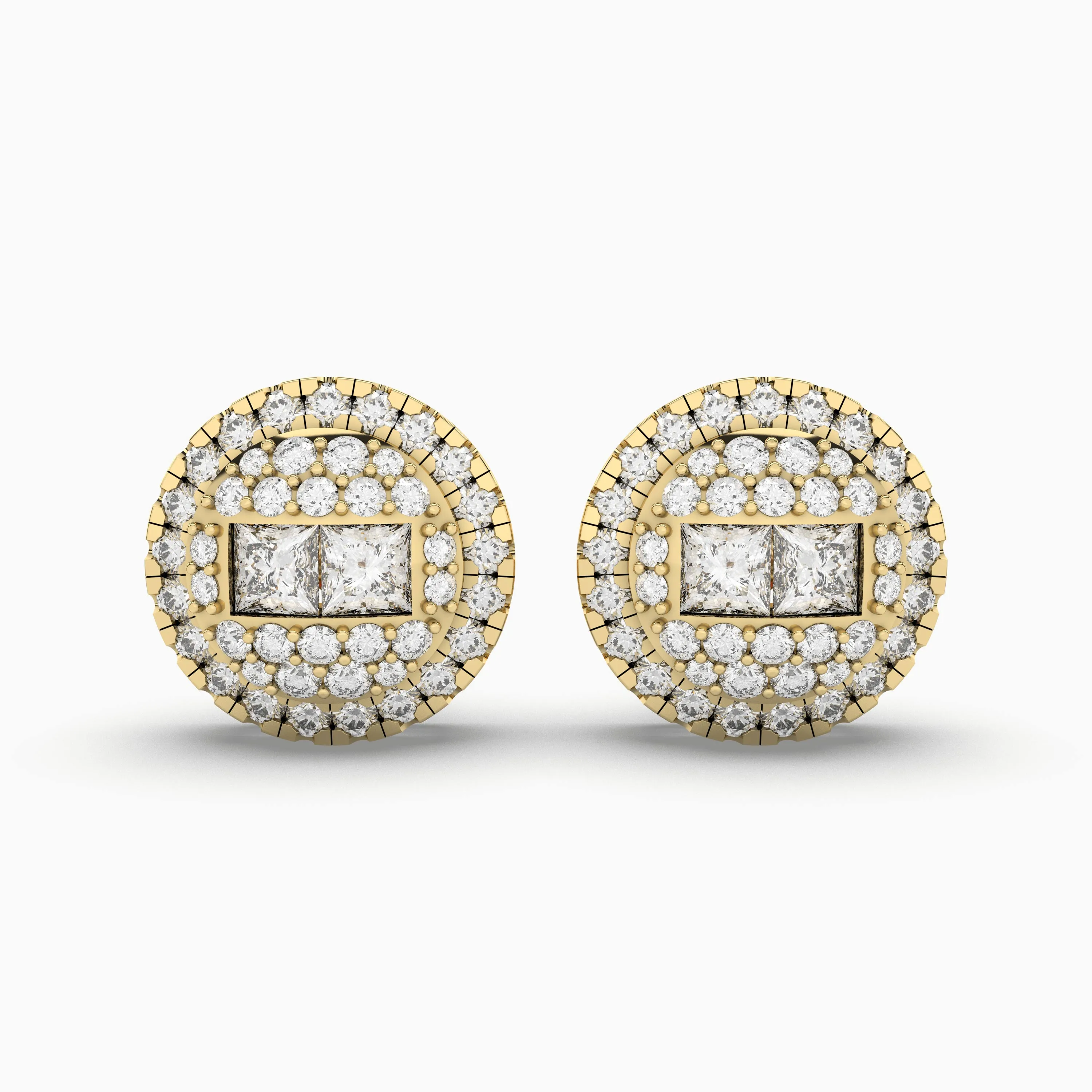 Stunning Round Halo Natural Diamond Stud Earring For Women