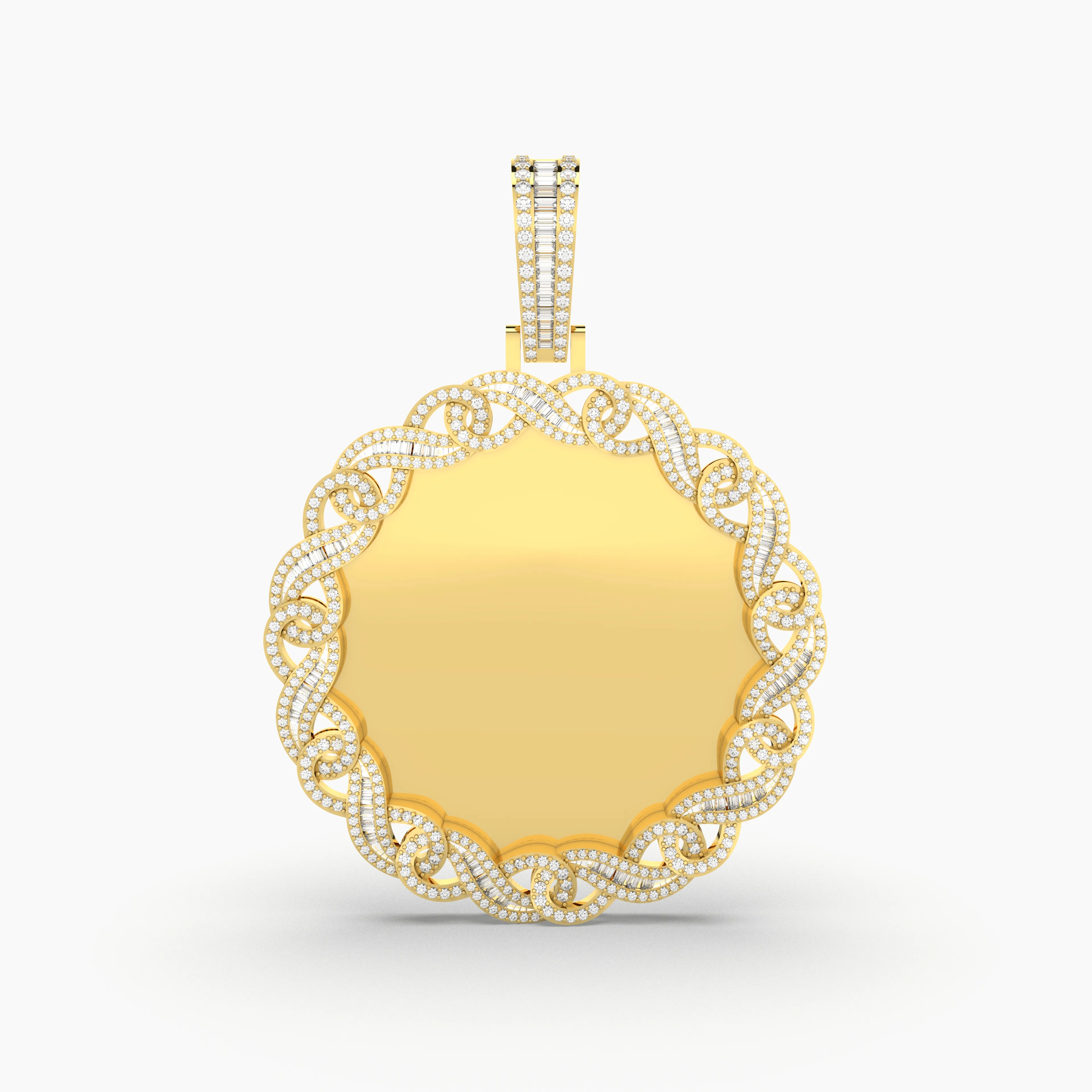 Natural Diamond Picture Or Memory Pendant With Infinity-Link Style Border