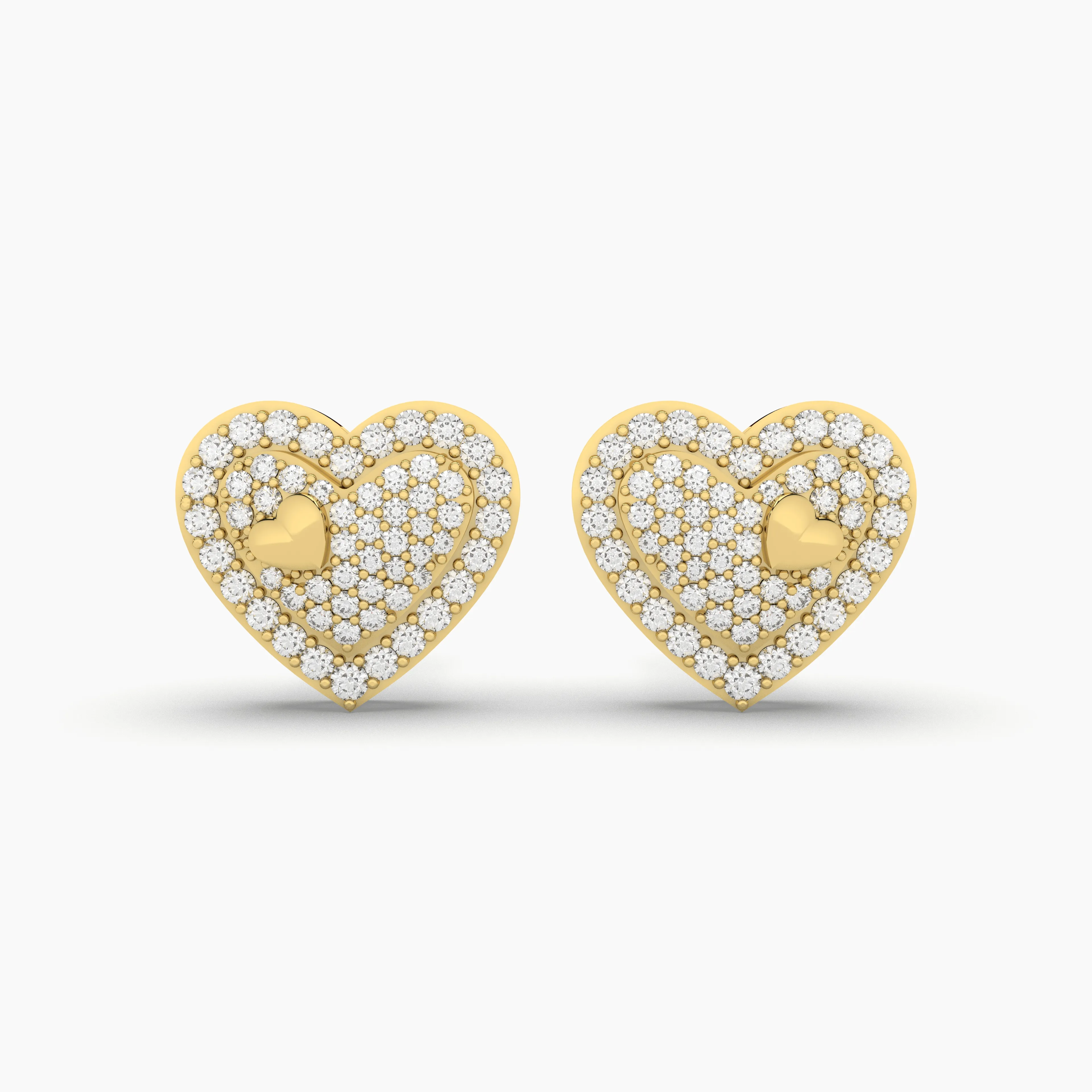 Heart-Shaped Natural Diamond Stud Earrings For Women'S