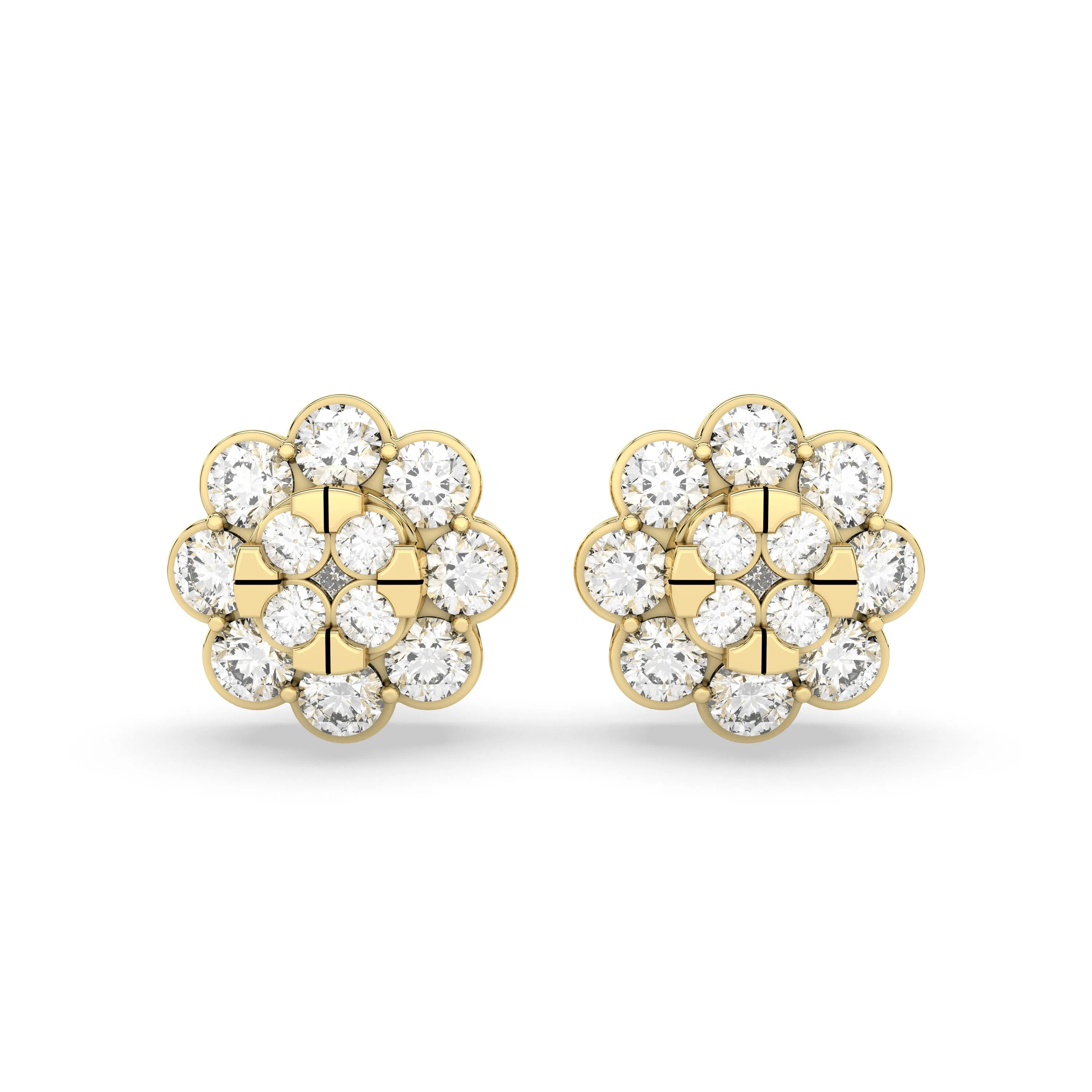 0.14 CT.T.W Flower Natural Diamond Cluster Stud Earring