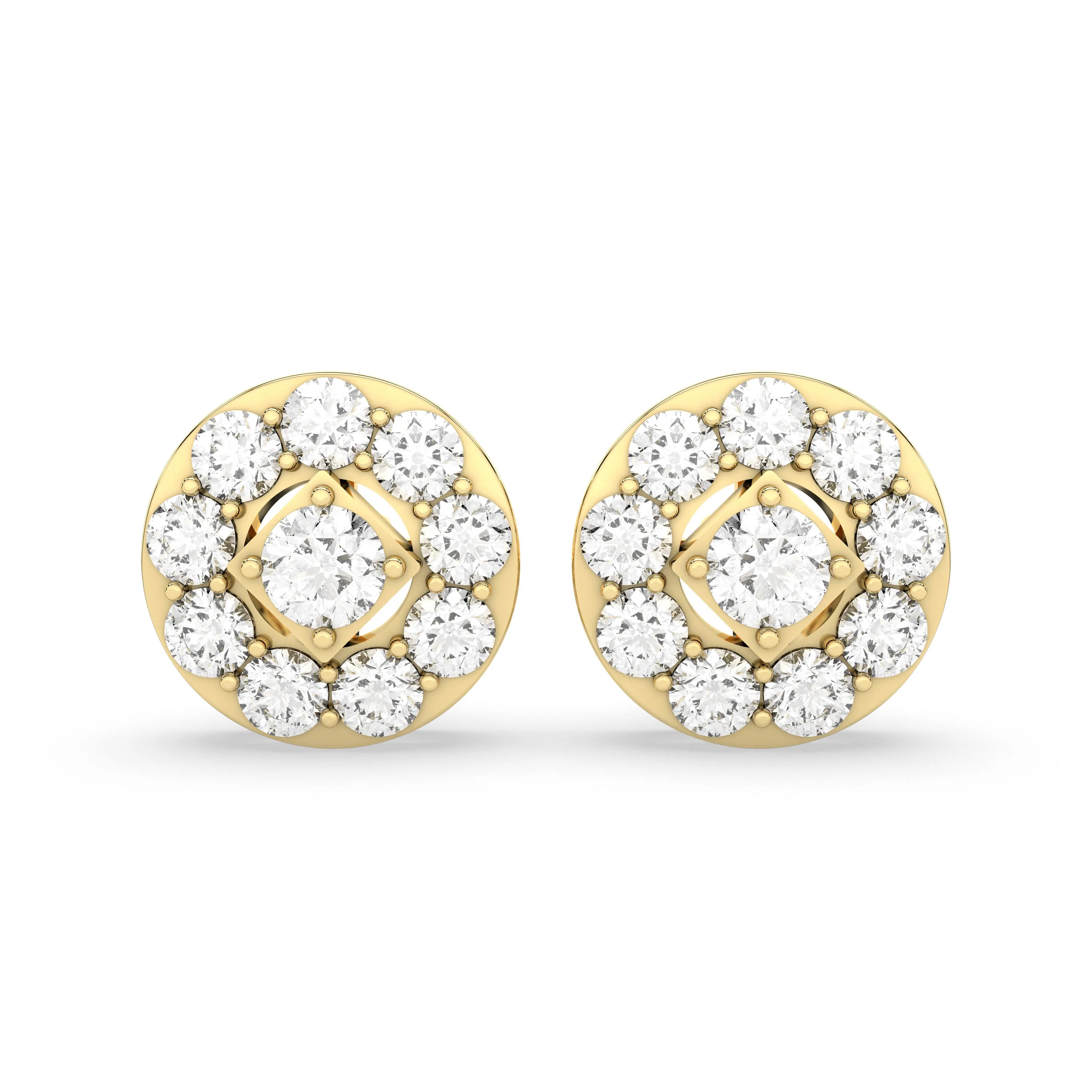 Stunning Round Halo Natural Diamond Stud Earring
