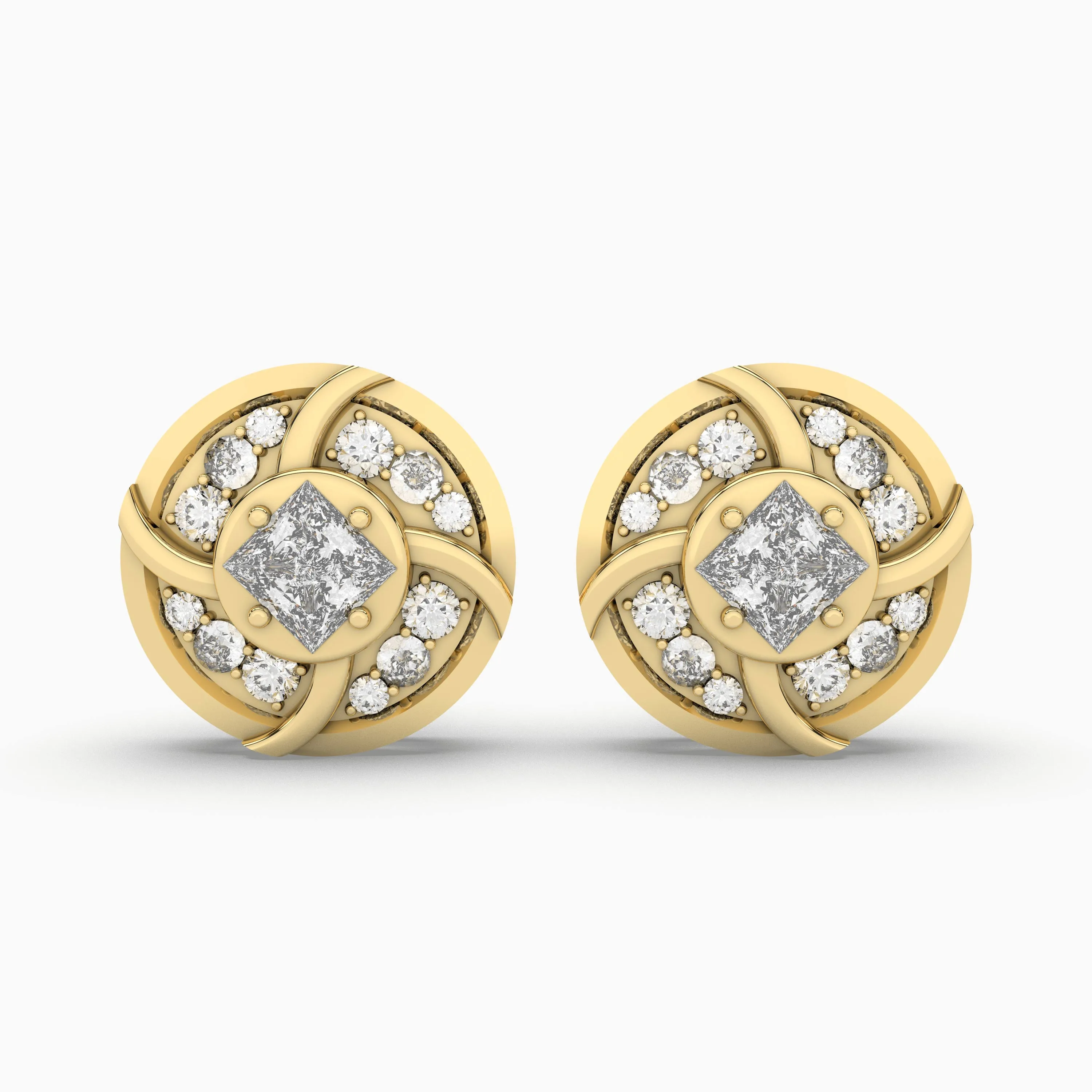 Stunning Halo Natural Diamond Stud Earring For Women