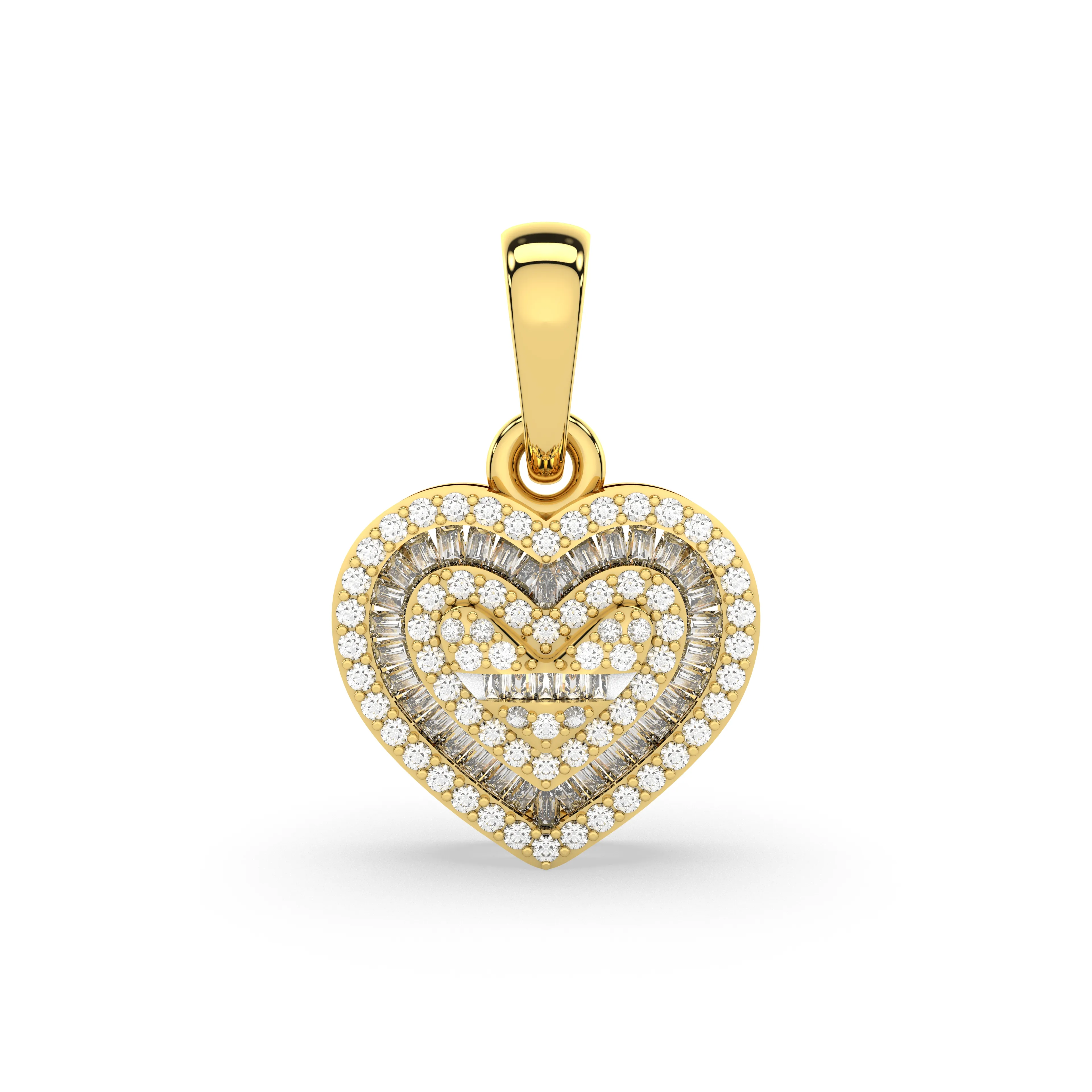 Adorable Heart Shape Baguette And Round Natural Diamond Pendant