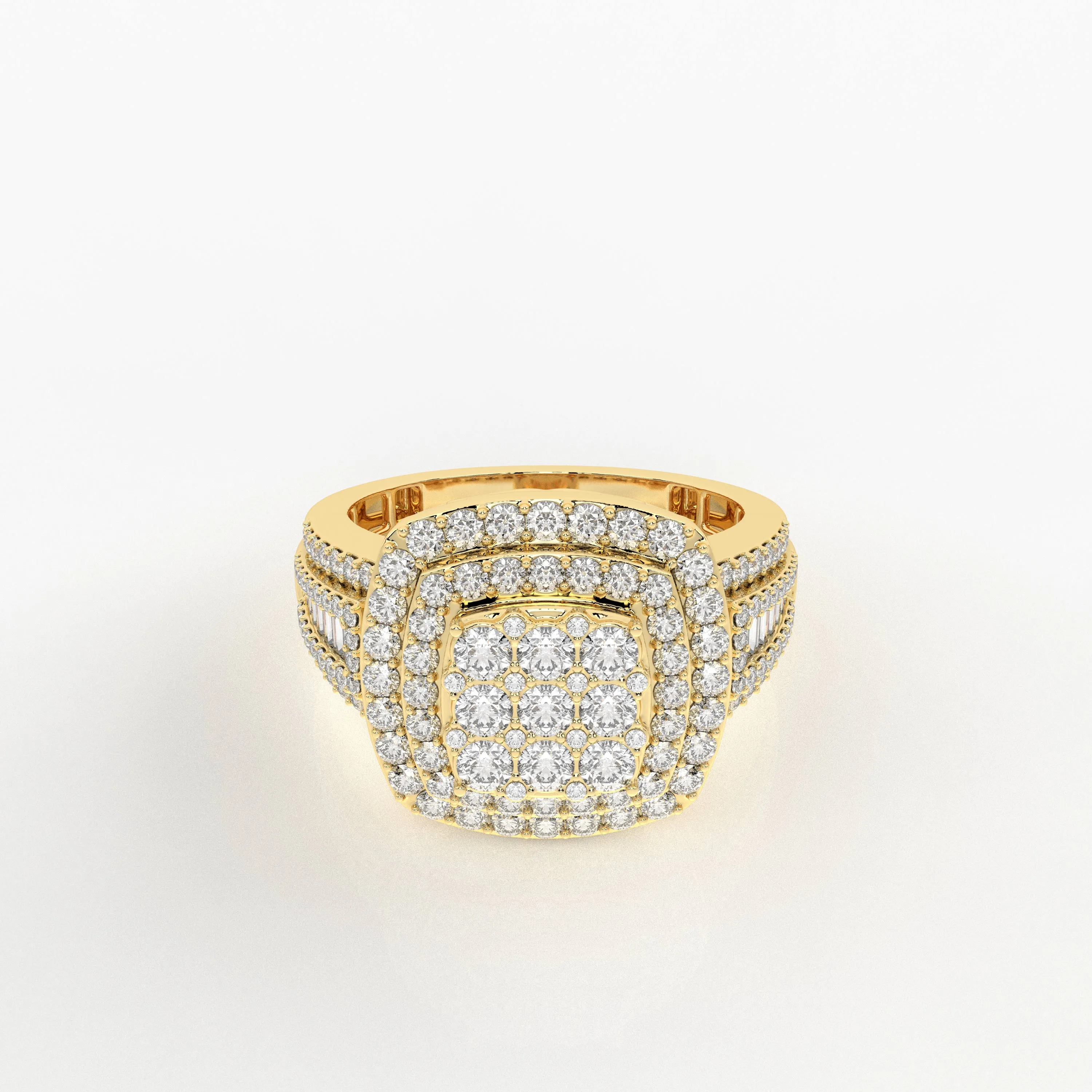 Cushion Double Halo Cluster Natural Diamond Ring