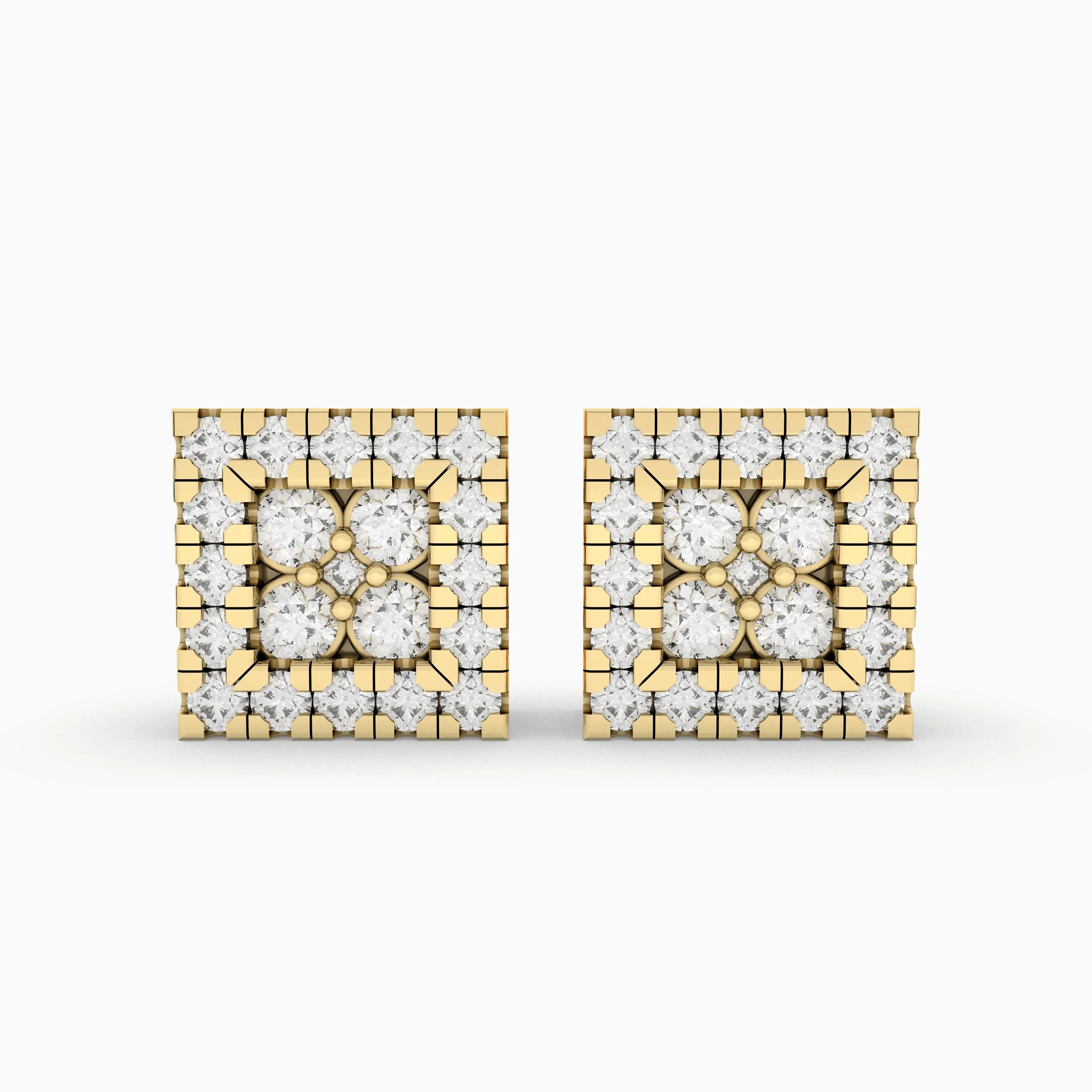 Stud Earrings 0.16 CT.T.W. Natural Diamond Cluster Halo Design For Unisex