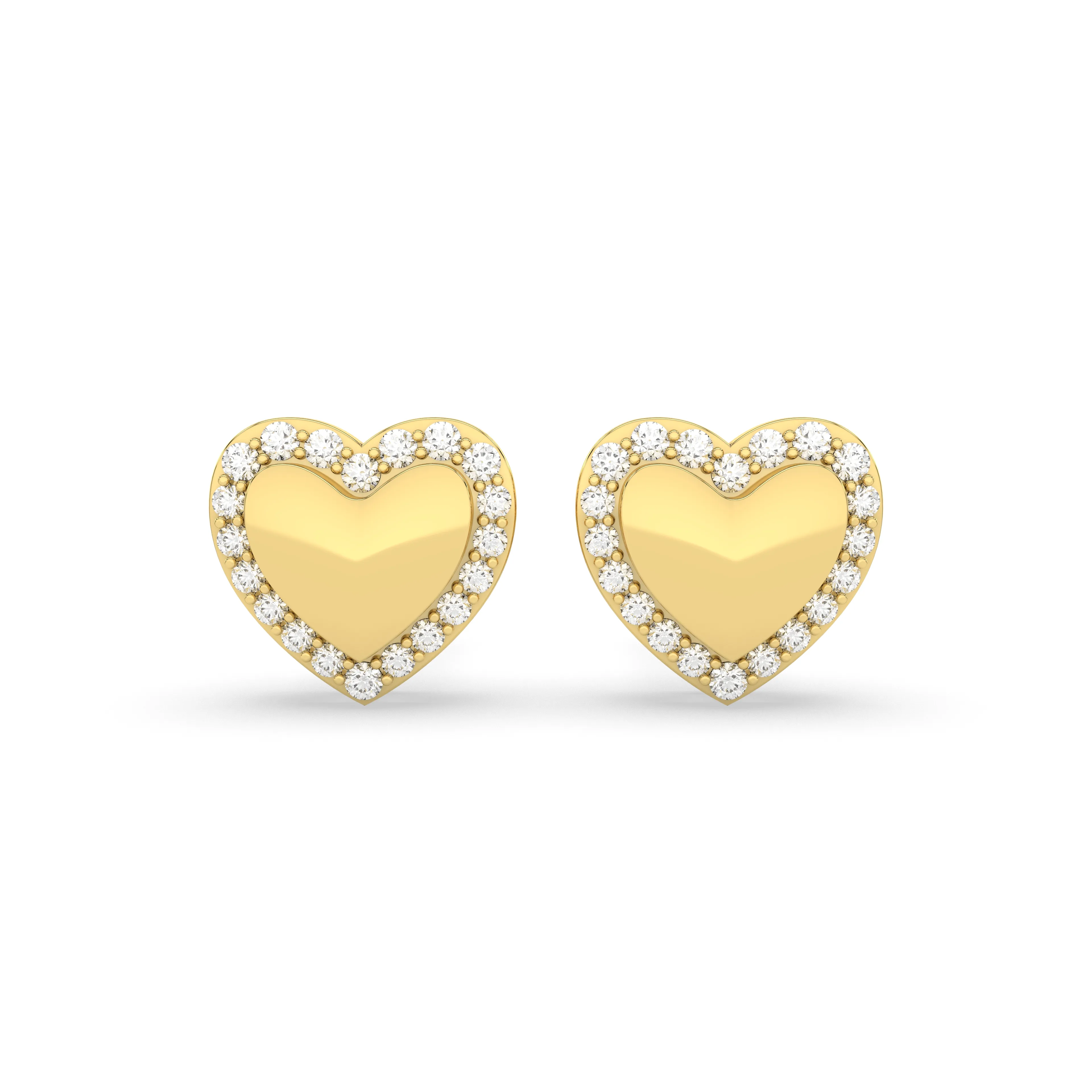 Heart Stud Earrings With White Natural Diamond