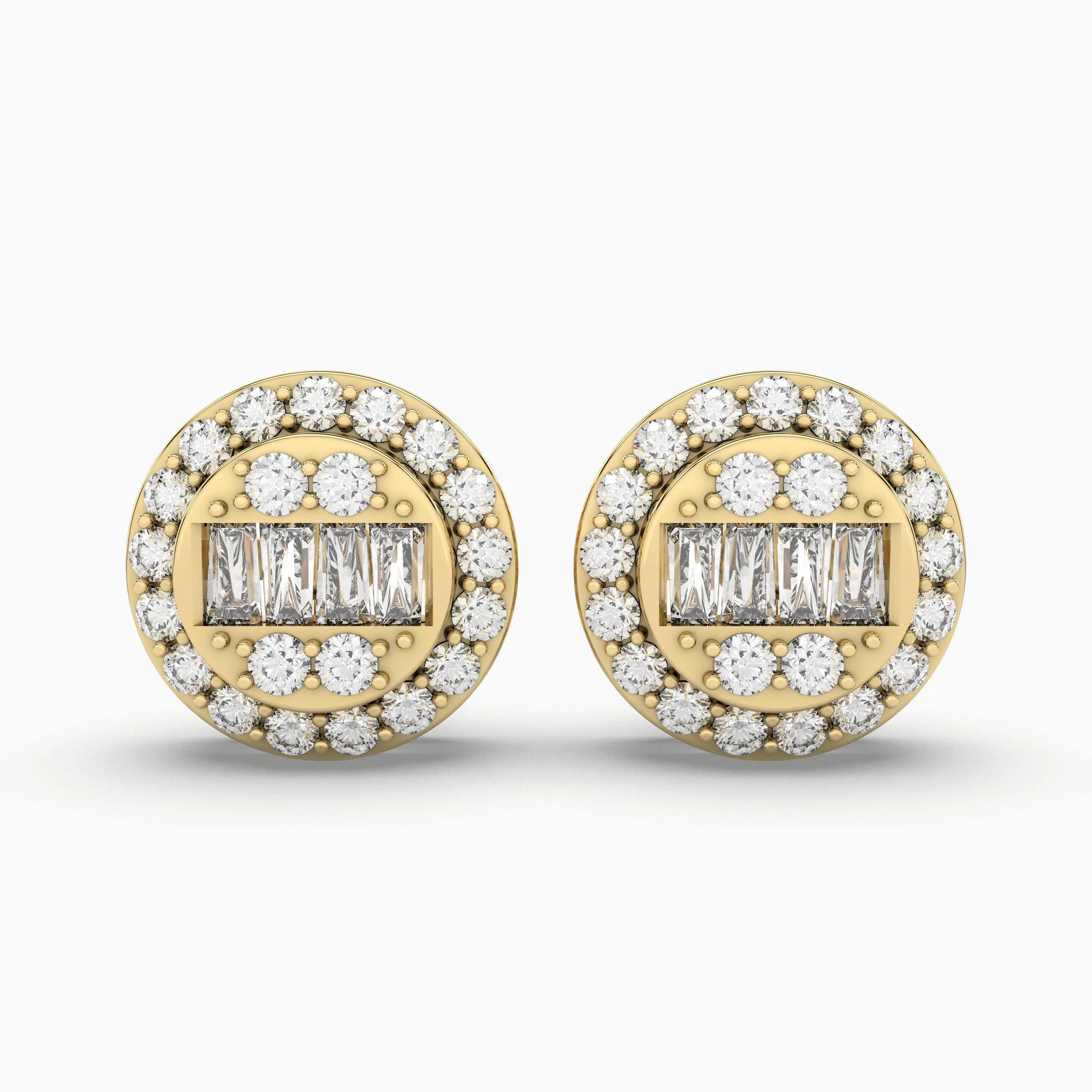 Stunning Halo Round Natural Diamond Earrings