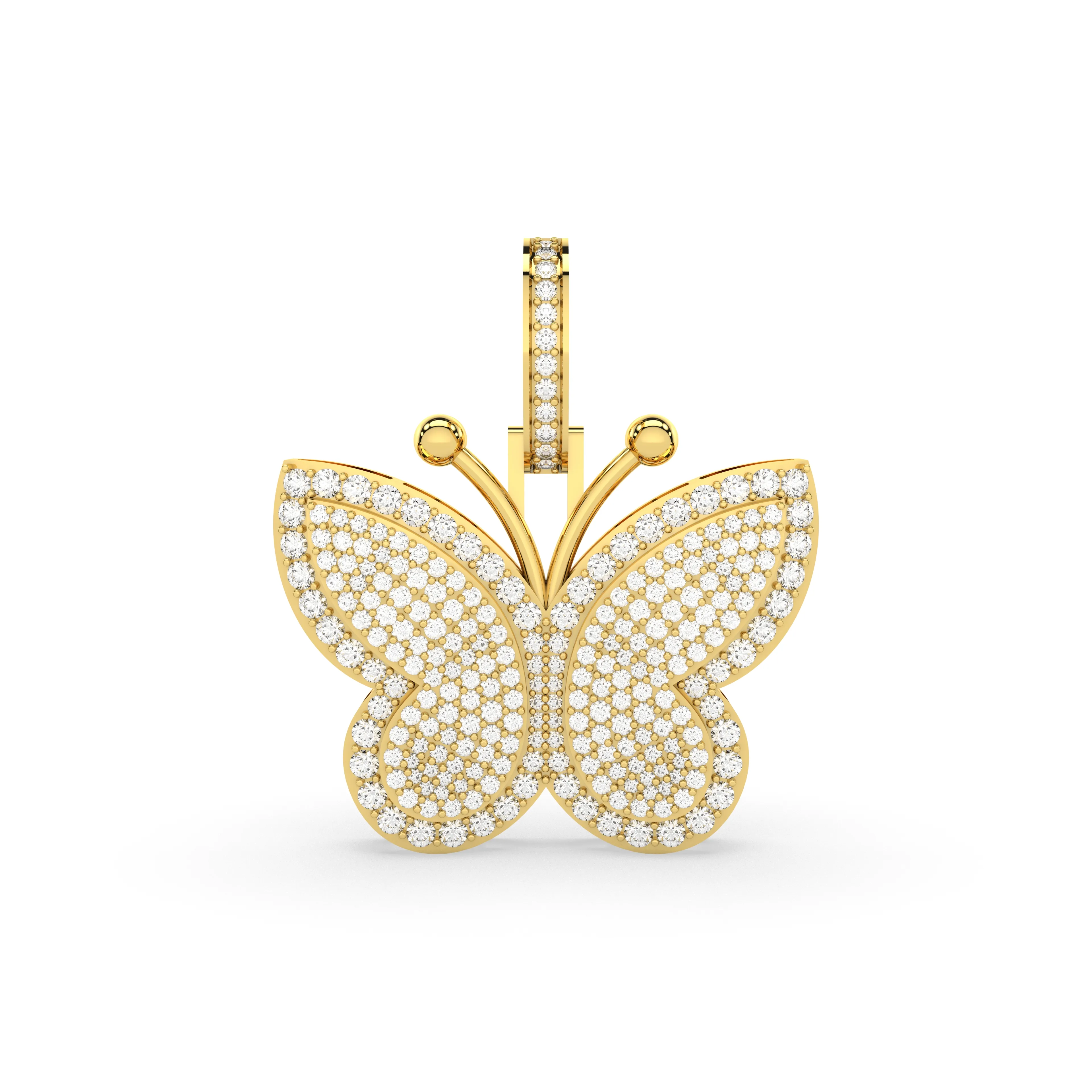 Natural Diamond-Studded Butterfly Pendant