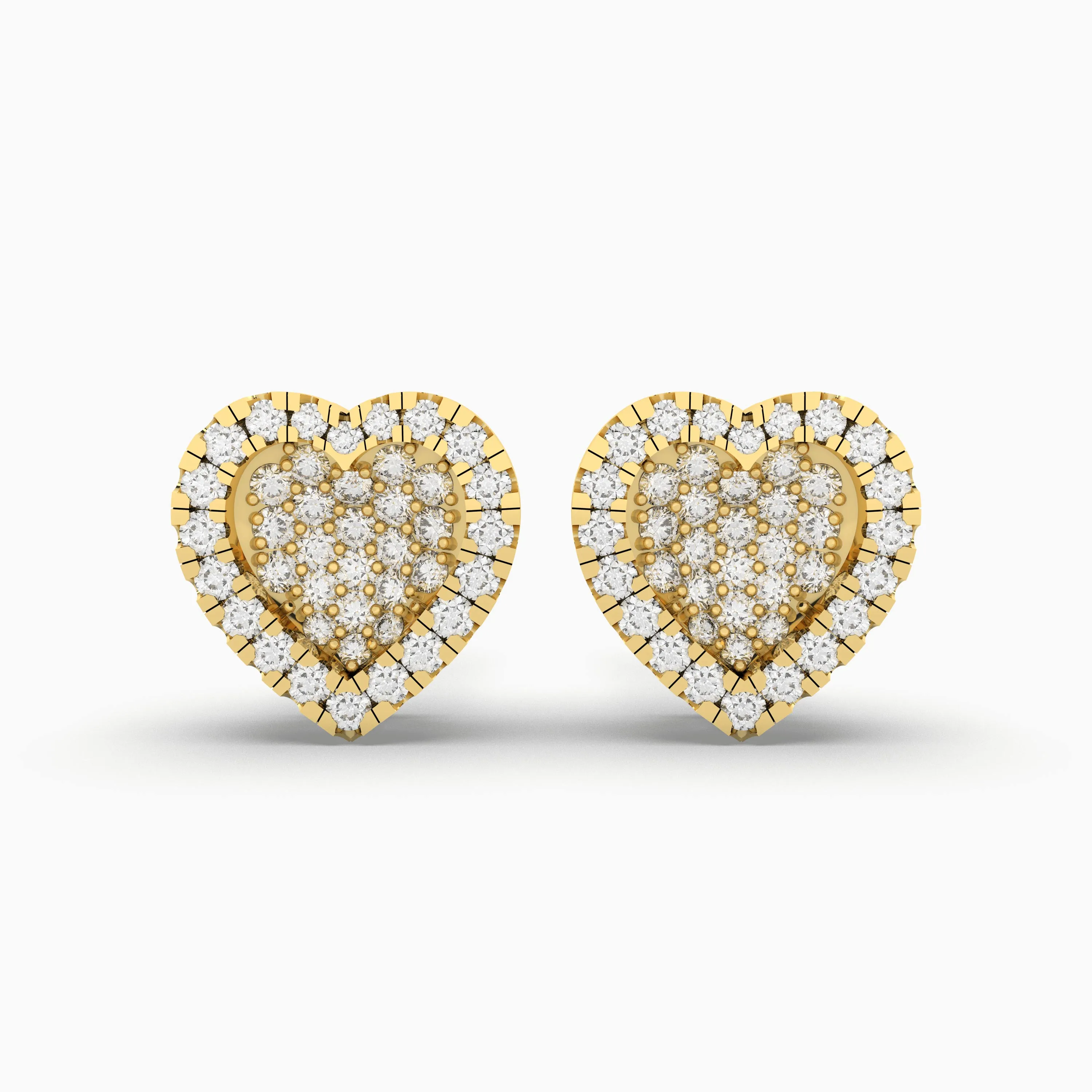 Heart Shaped Natural Diamond Stud Earrings