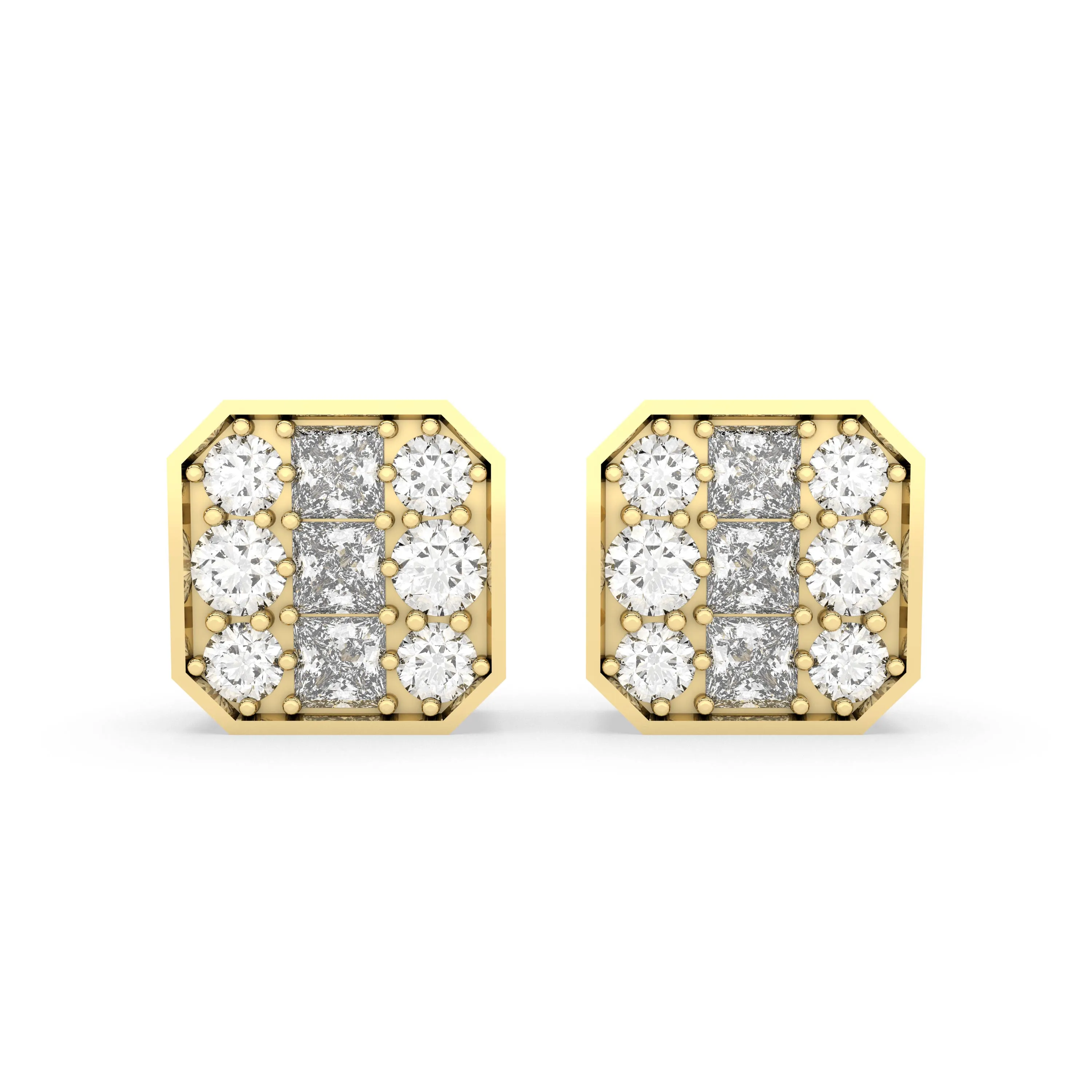 Cushion Cut Natural Diamond Stud Earrings 0.48 CT Halo Design For Women