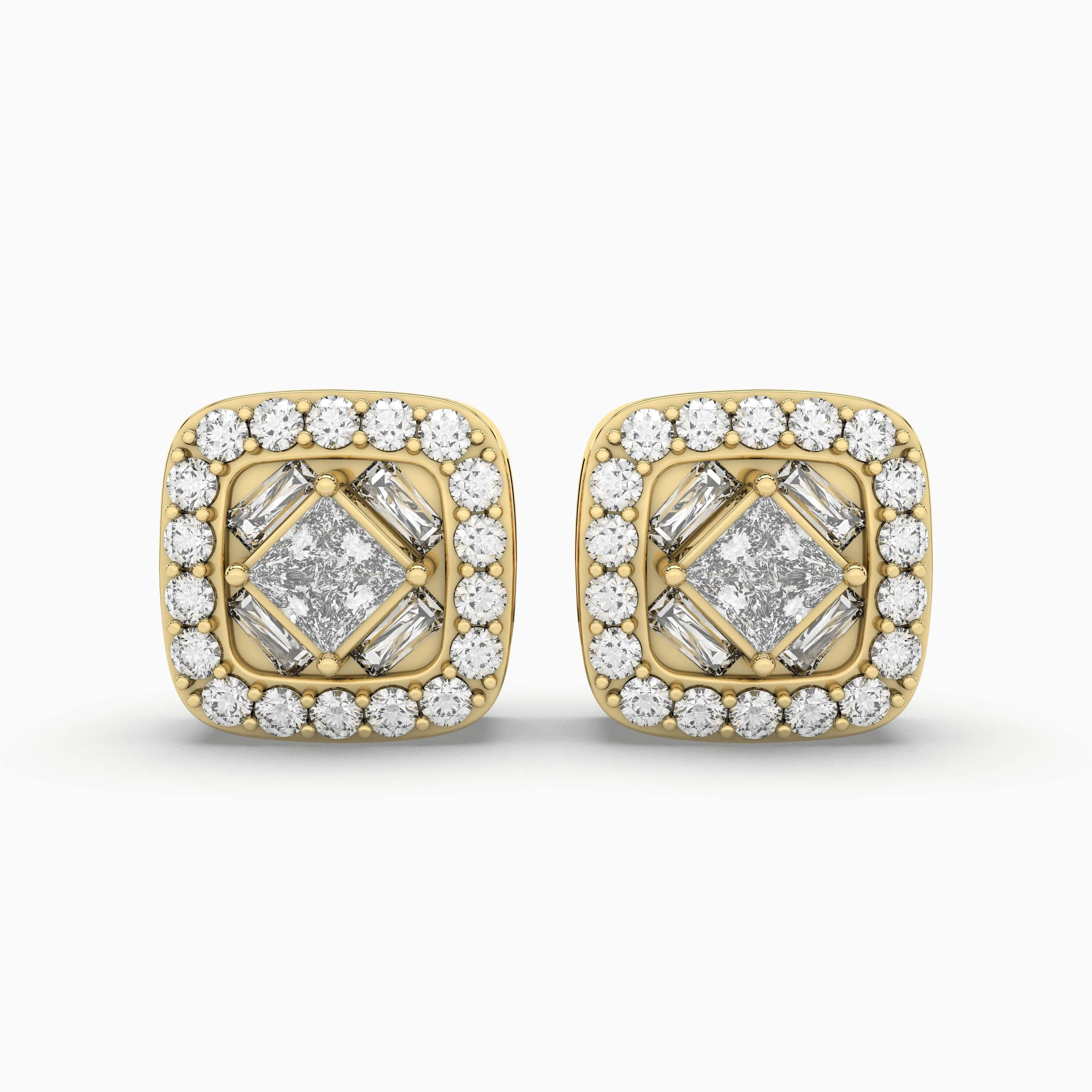 Square 0.54 CT.T.W Natural Diamond Stud Earring For Women 