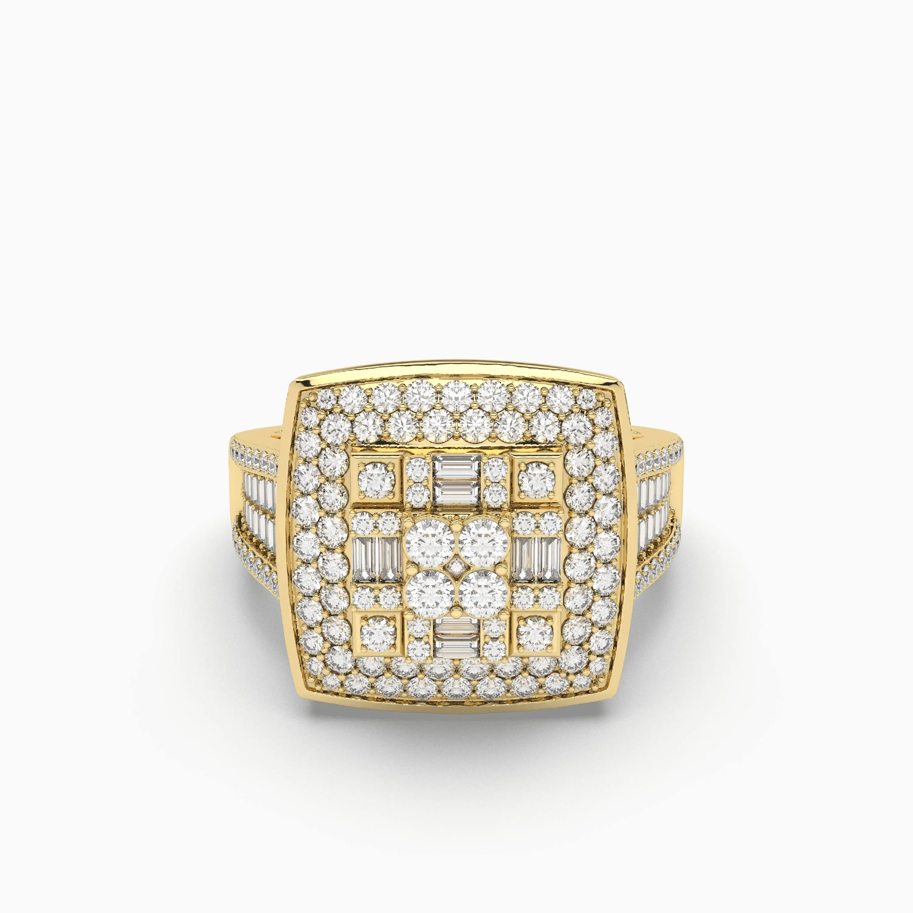 Mens Iced Out Baguette Ring