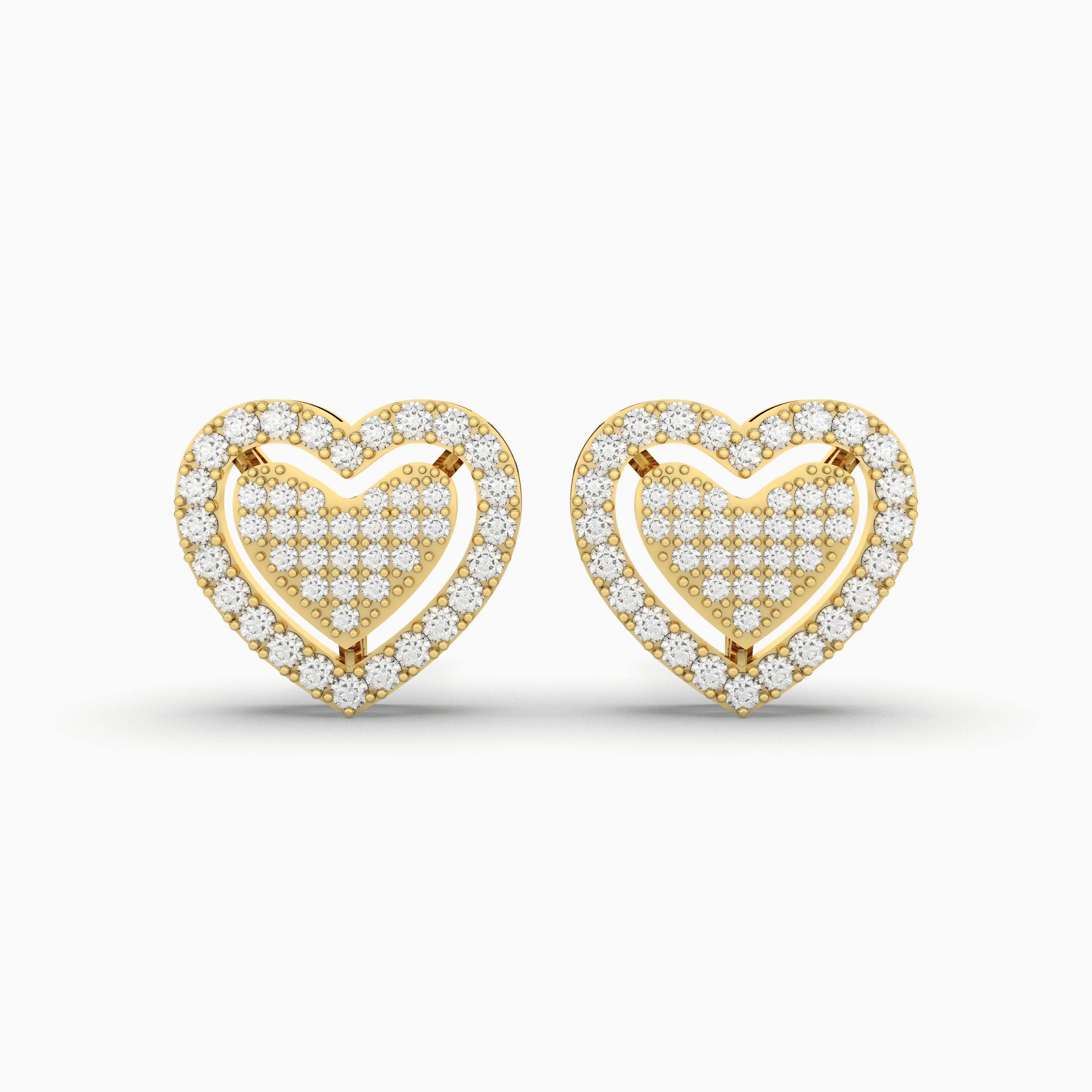 Heart-Shaped Natural Diamond Stud Earrings For Women